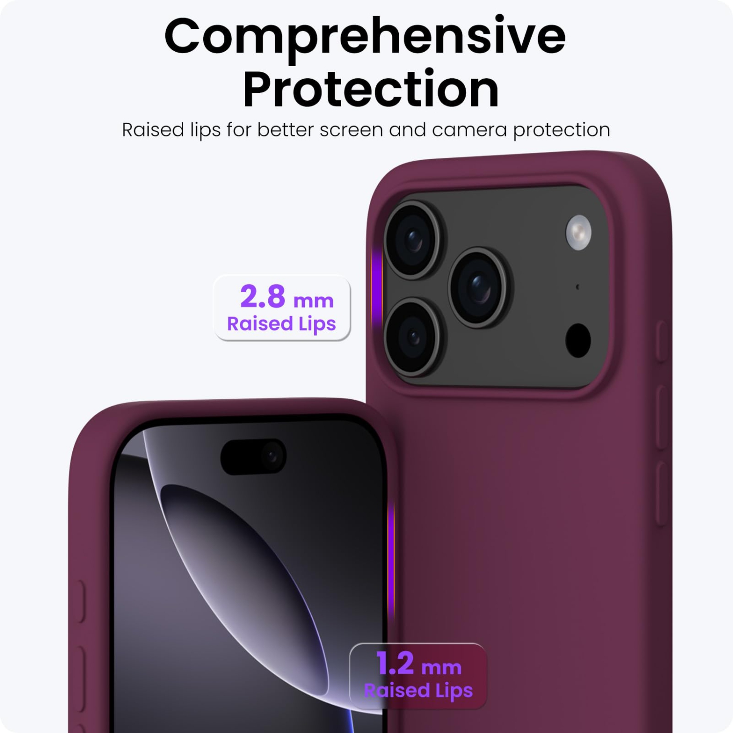 Compatible with iPhone 17 Pro Case,Slim Liquid Silicone 4 Layers Soft Gel Rubber Shockproof Protective Phone Case 6.3" with Anti-Scratch Microfiber