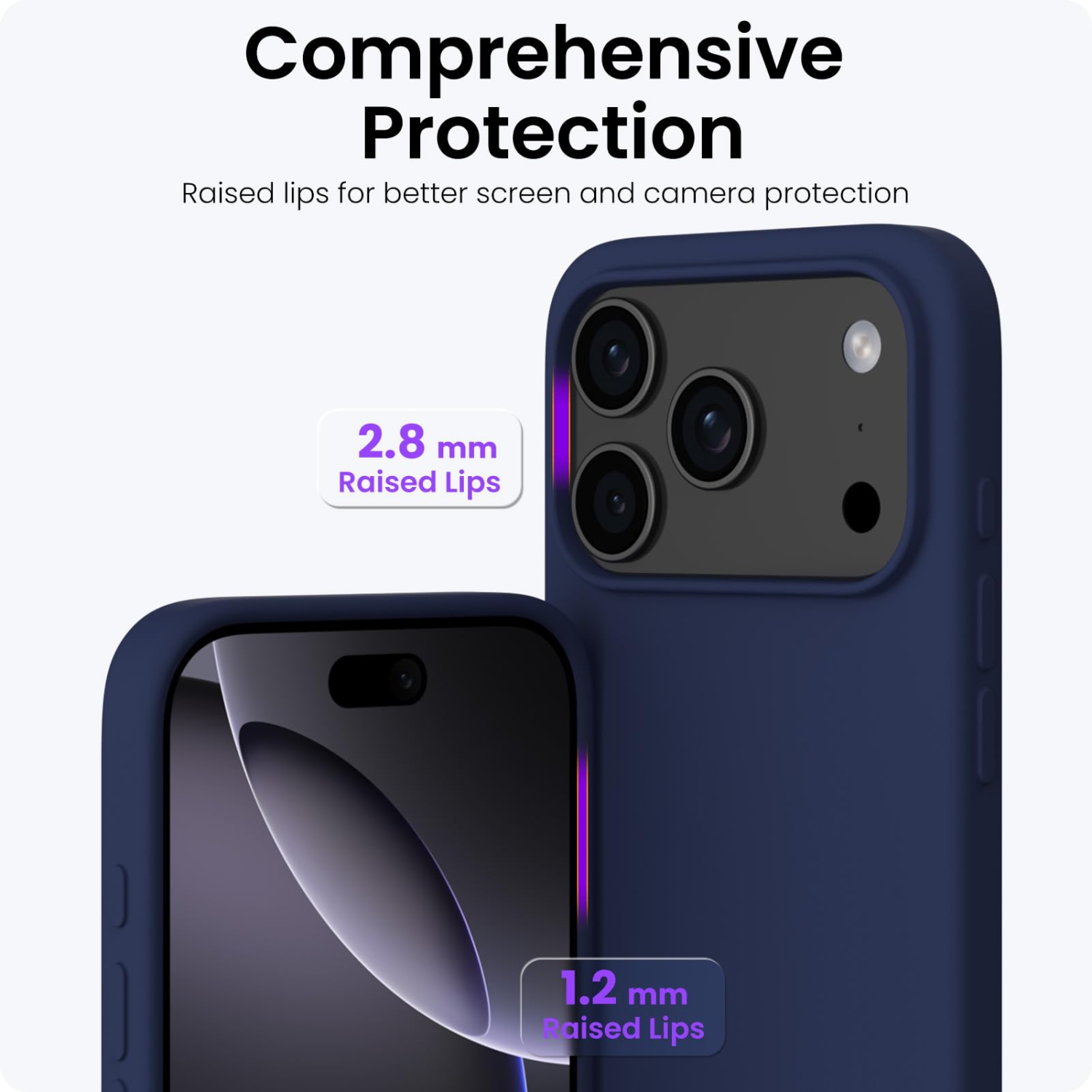 Compatible with iPhone 17 Pro Case,Slim Liquid Silicone 4 Layers Soft Gel Rubber Shockproof Protective Phone Case 6.3" with Anti-Scratch Microfiber