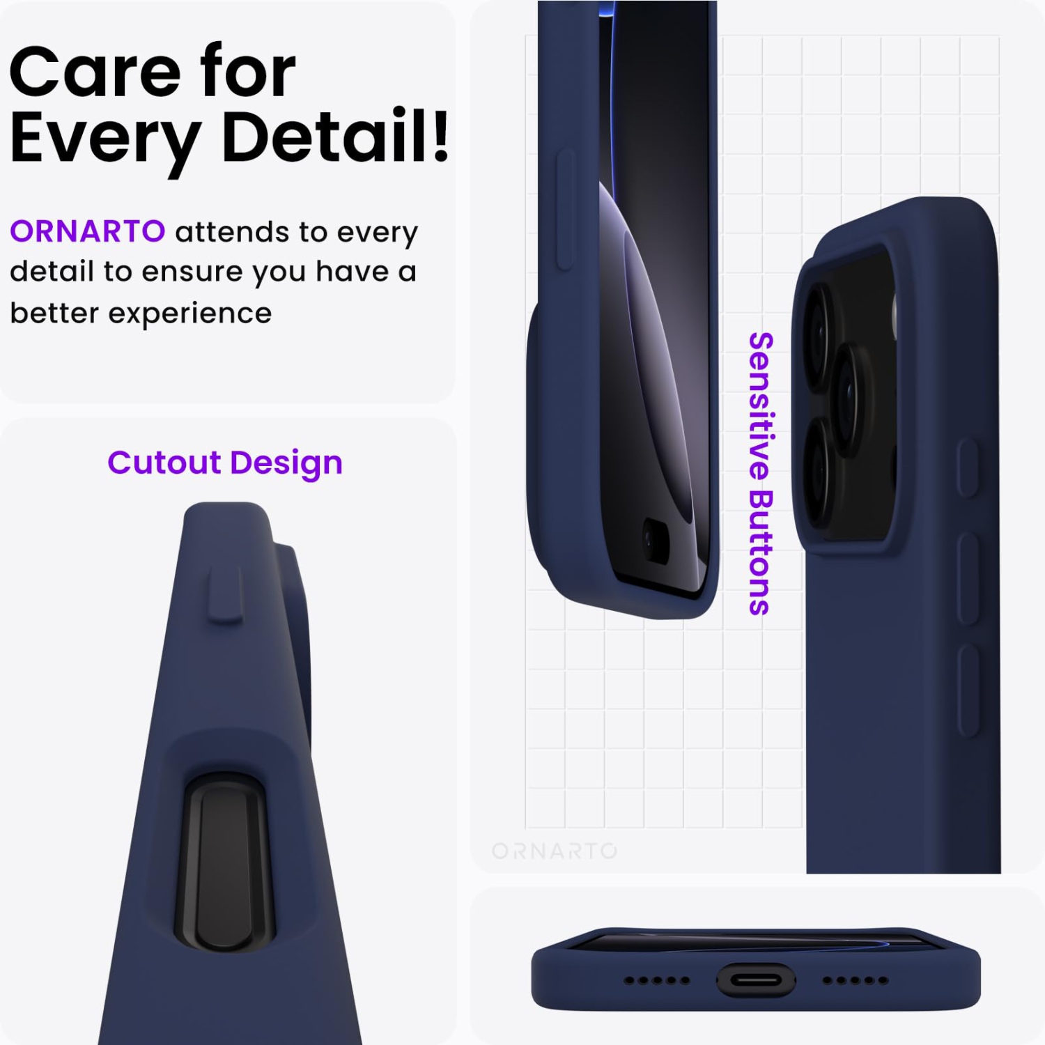 Compatible with iPhone 17 Pro Case,Slim Liquid Silicone 4 Layers Soft Gel Rubber Shockproof Protective Phone Case 6.3" with Anti-Scratch Microfiber