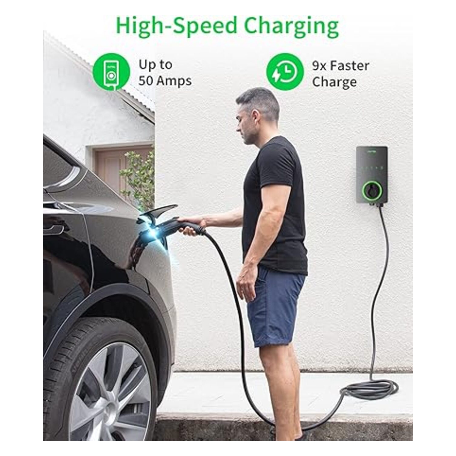 Autel Home Smart Electric Vehicle Charger up to 50Amp, 240V, Indoor/Outdoor Car Charging Station with Level 2, Wi-Fi and Bluetooth Enabled EVSE,