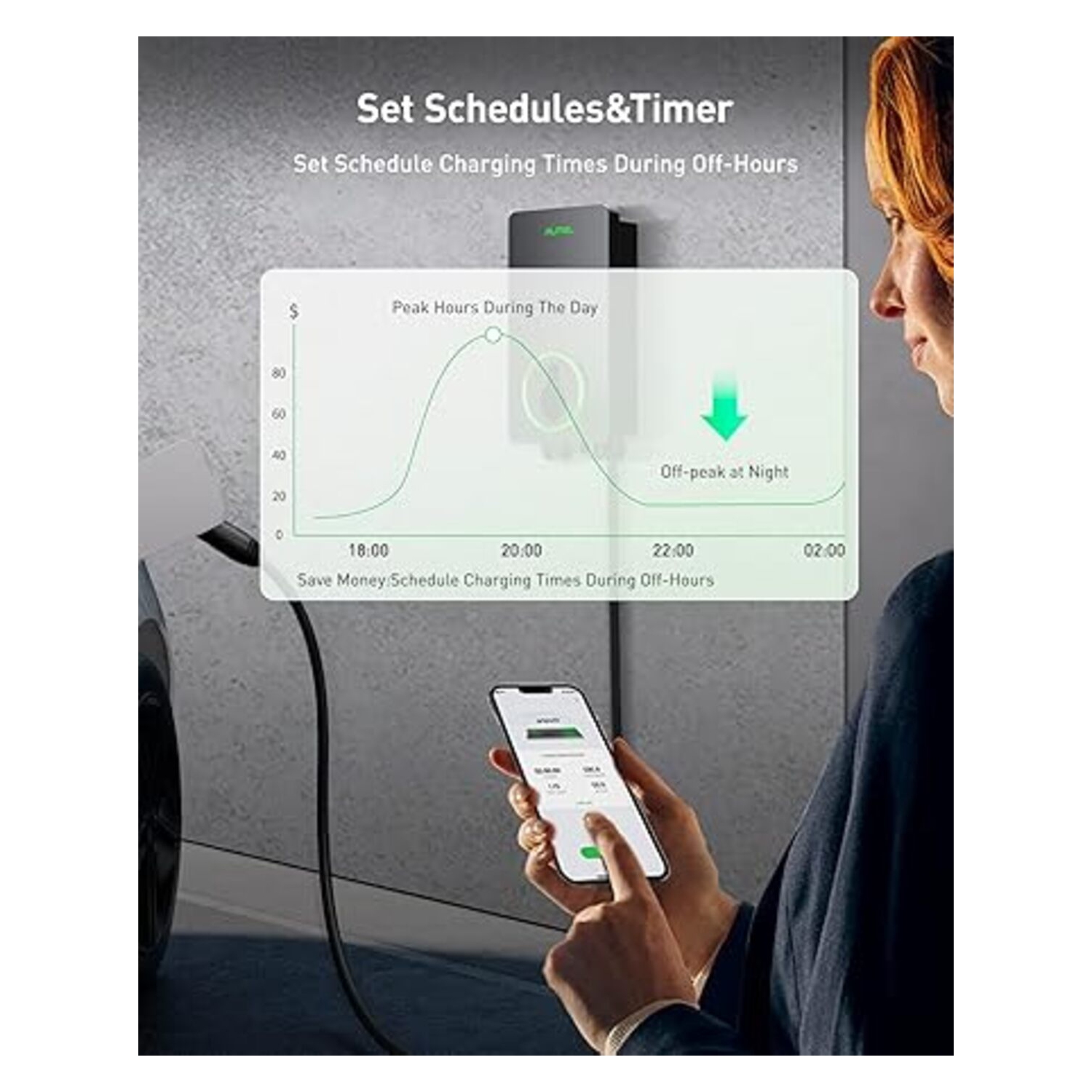 Autel Home Smart Electric Vehicle Charger up to 50Amp, 240V, Indoor/Outdoor Car Charging Station with Level 2, Wi-Fi and Bluetooth Enabled EVSE,