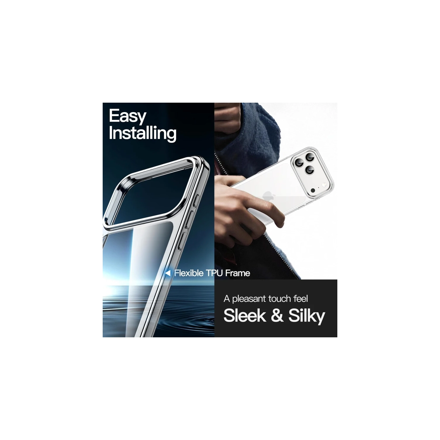 Étui transparent 5-en-1 pour iPhone 17 Pro avec 2 protecteurs d'écran en verre trempé et paquet de 2 protecteurs de lentille de caméra, pare-chocs