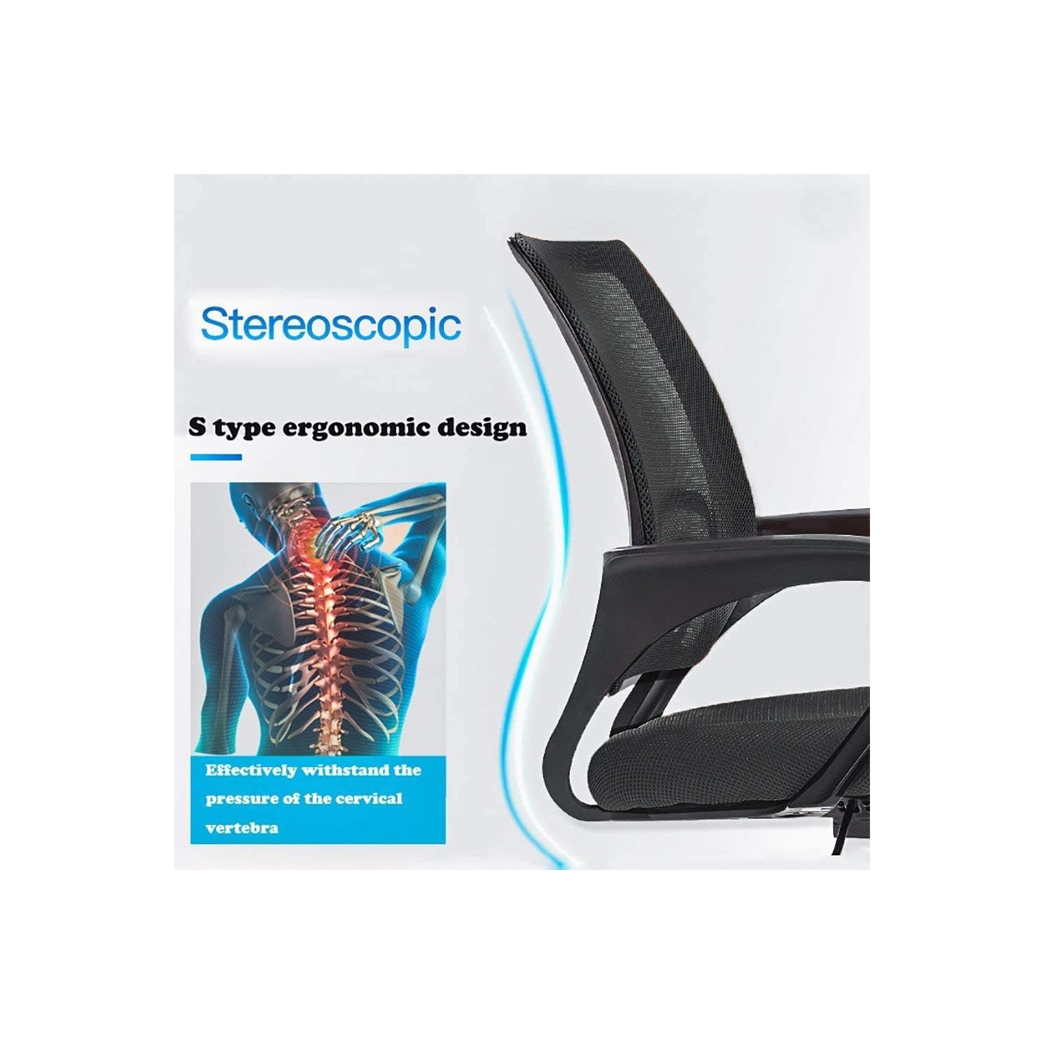 Safdie & co Homes, Office Chair Ergonomic Desk Chair , steel Chrome Base Mesh Computer Chair Lumbar Support Modern Executive Adjustable, Rolling