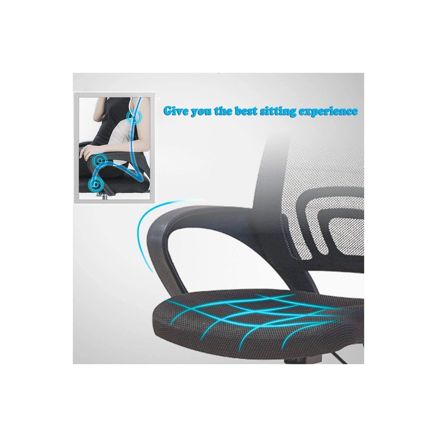 Safdie & co Homes, Office Chair Ergonomic Desk Chair , steel Chrome Base Mesh Computer Chair Lumbar Support Modern Executive Adjustable, Rolling