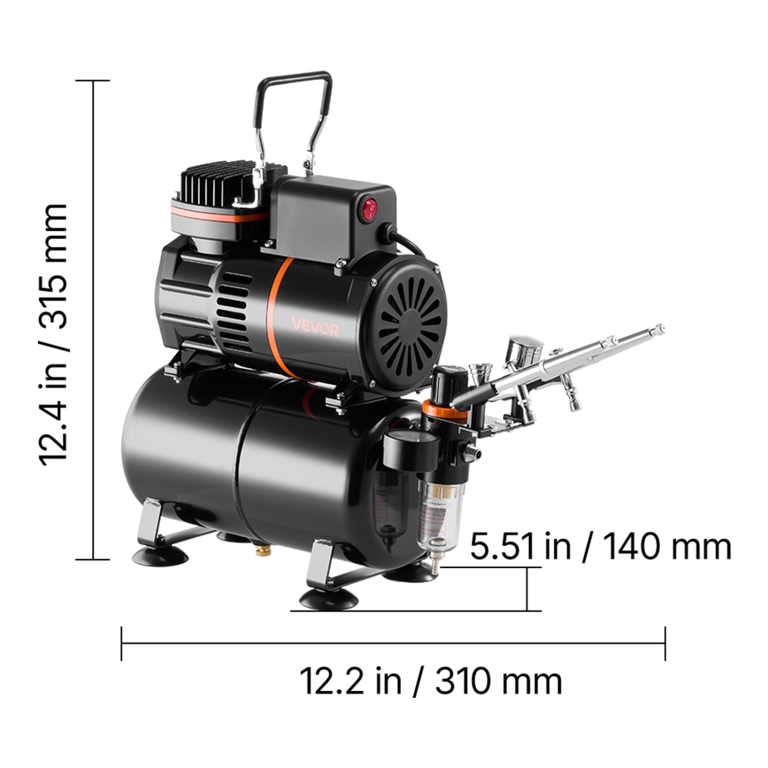 Kit d'aérographe, 1/6 HP, Kit d'aérographe avec compresseur d'air et réservoir, 3 Airbrush Professional à double action avec 3 embouts