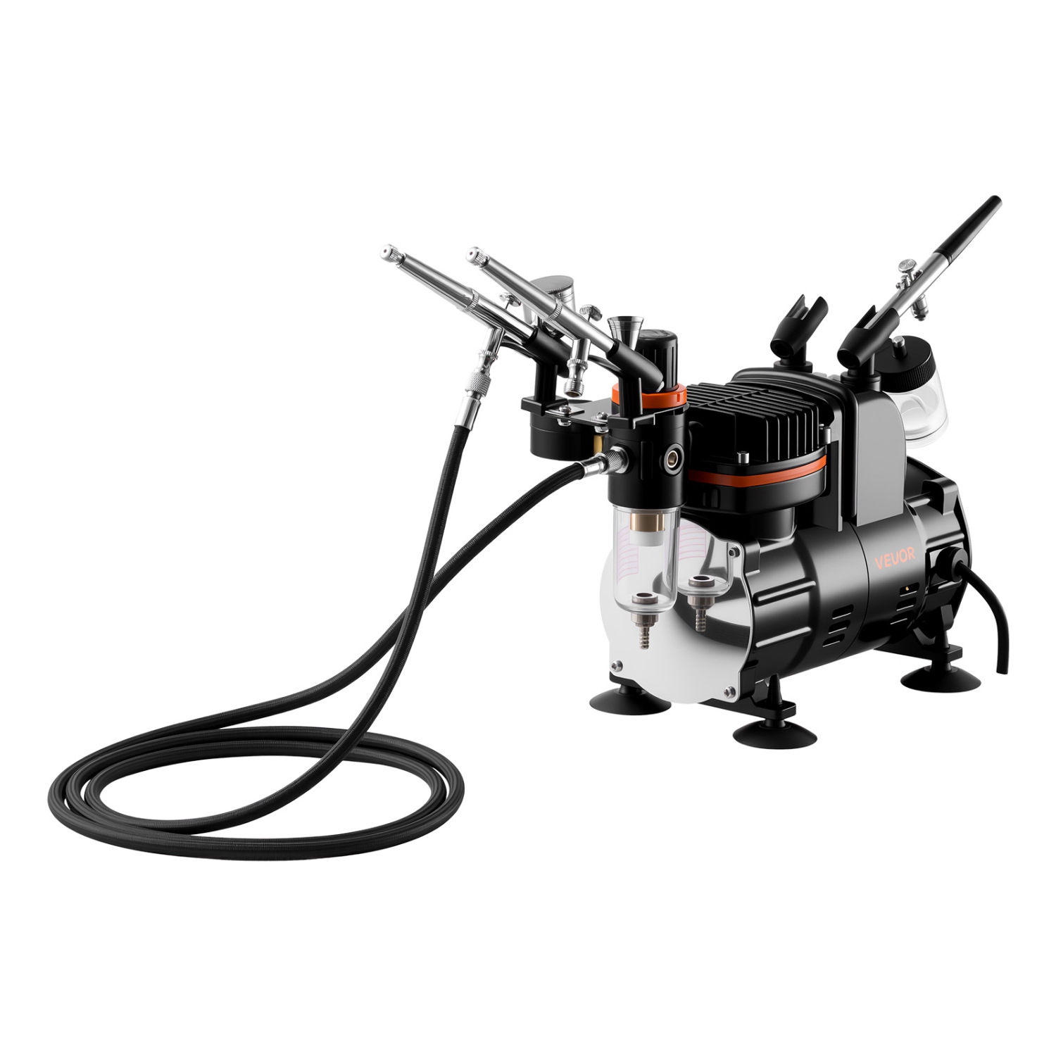 Airbrush Kit, 1/6 HP, 3 Tips,Air Brush Kit with Air Compressor, 3 Dual-Action Professional Airbrushes