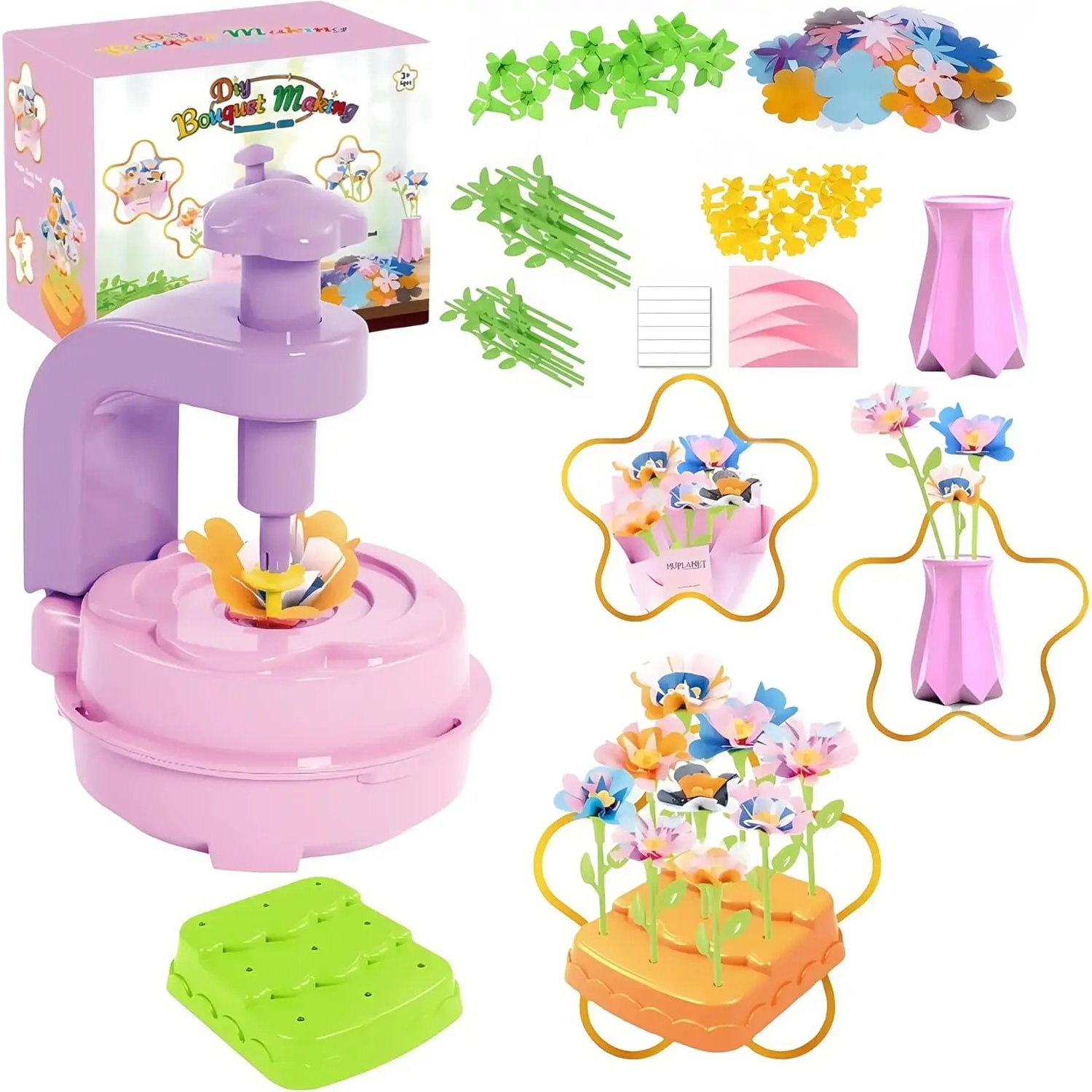 Flower Bouquets Toys, DIY Craft Kits Toys for Kids - Build Your Flower Bouquet, Arts & Crafts for 4 5 6 7 8 Year Toddler Girl, Educational Activity