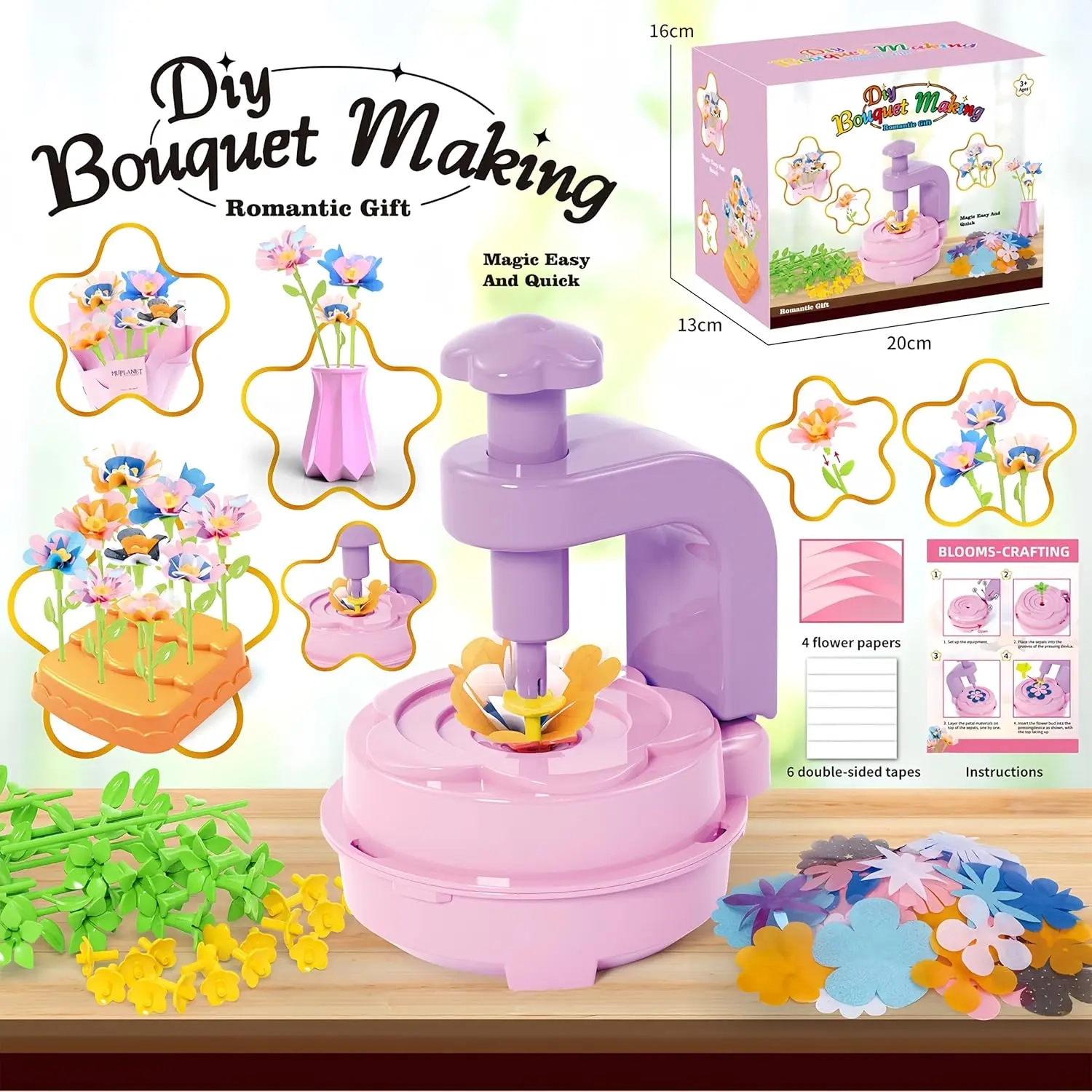 Flower Bouquets Toys, DIY Craft Kits Toys for Kids - Build Your Flower Bouquet, Arts & Crafts for 4 5 6 7 8 Year Toddler Girl, Educational Activity