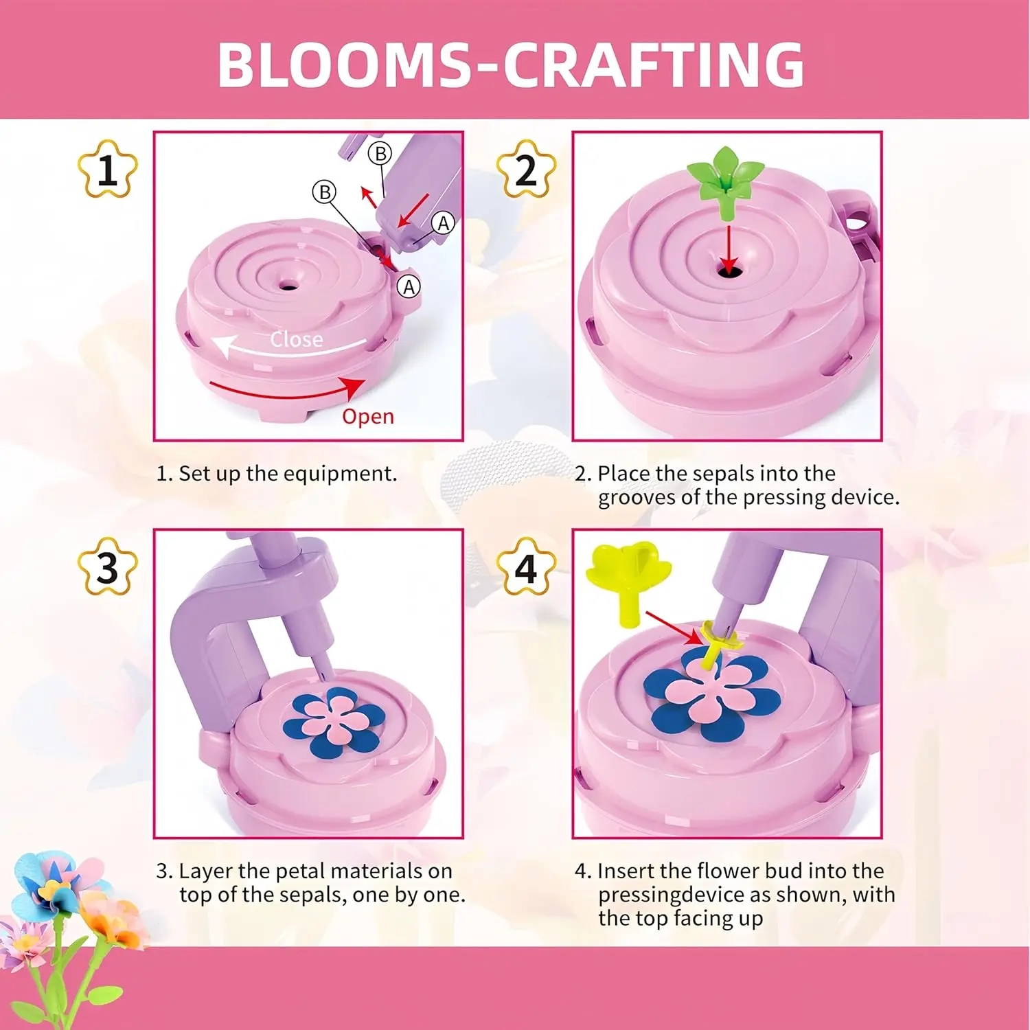 Flower Bouquets Toys, DIY Craft Kits Toys for Kids - Build Your Flower Bouquet, Arts & Crafts for 4 5 6 7 8 Year Toddler Girl, Educational Activity