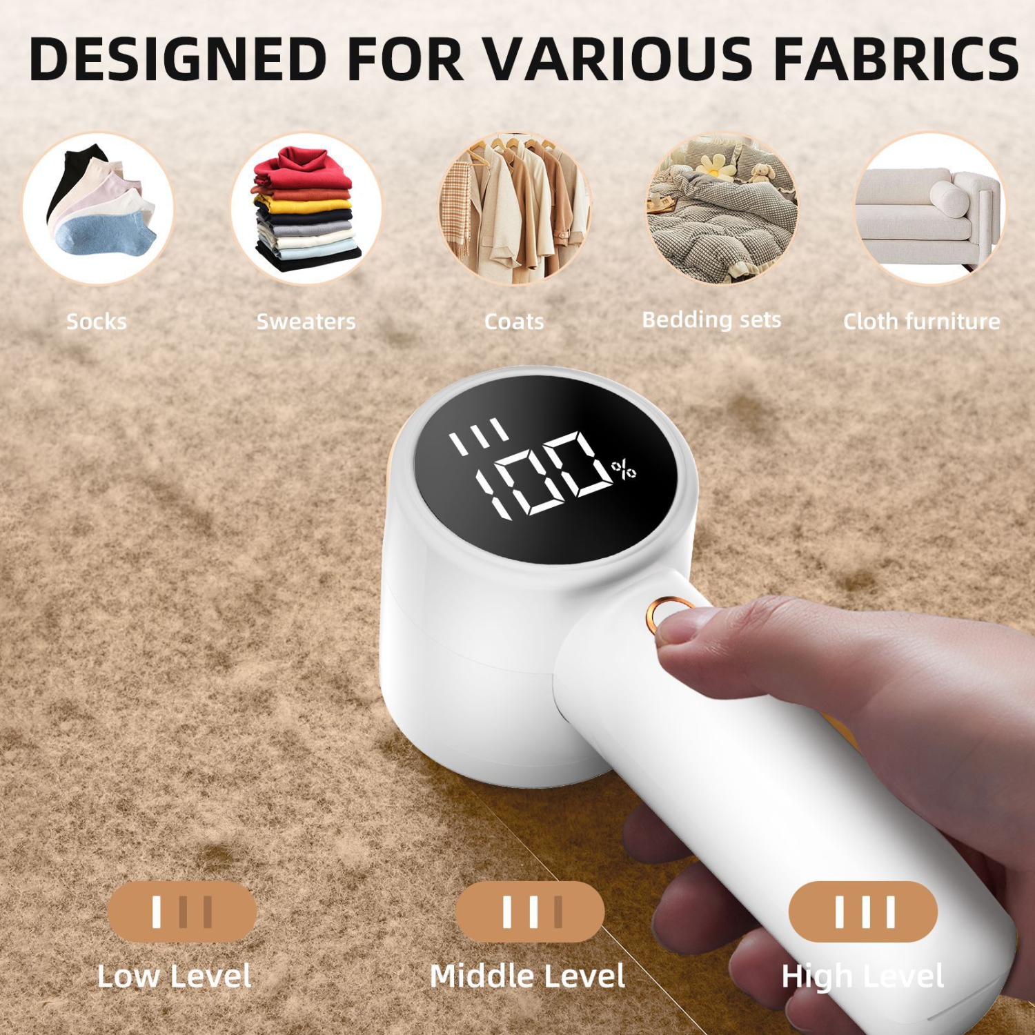 Fabric Shaver, Lint Remover, Electric Portable Sweater Defuzzer , Digital LED Display to Remove Pilling