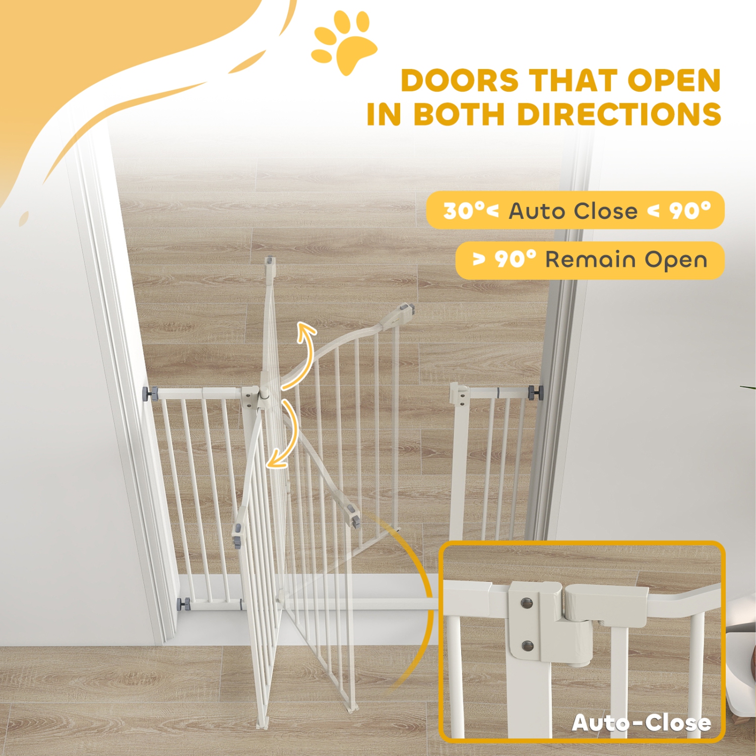 PawHut – Barrière pour chiens de 29 à 39&nbsp;po de largeur avec porte, ajustement à pression, fermeture automatique, double verrouillage pour