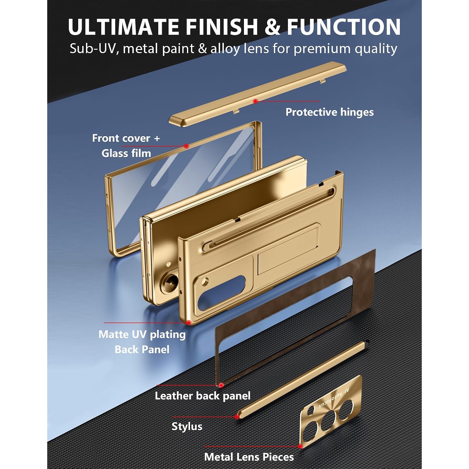For Samsung Z Fold 5 cases, pen slot cases, screen protectors, and all-in-one drop cases - Brown Electroplated Edges