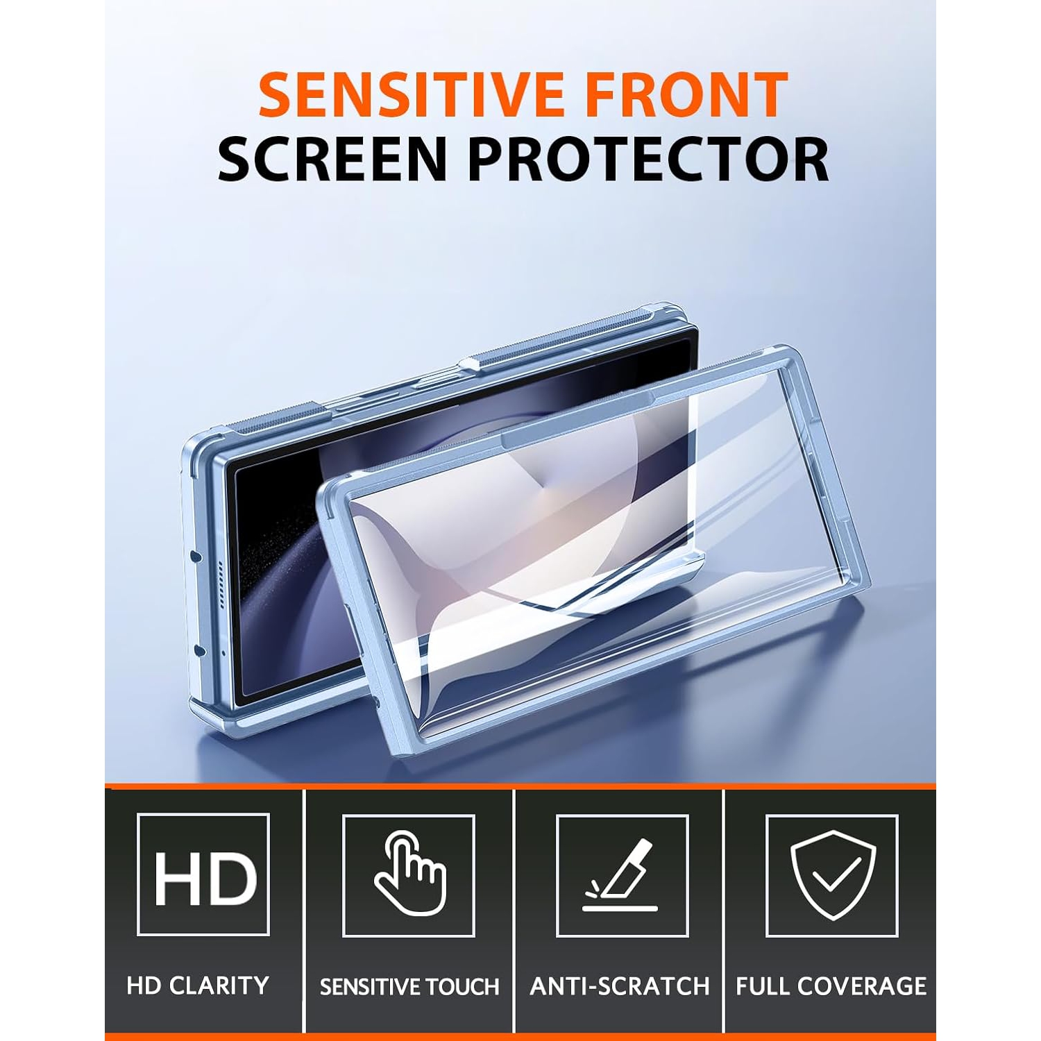 For Samsung Z Fold 5 cases, pen slot cases, screen protectors, and all-in-one drop cases - Blue UV Edges