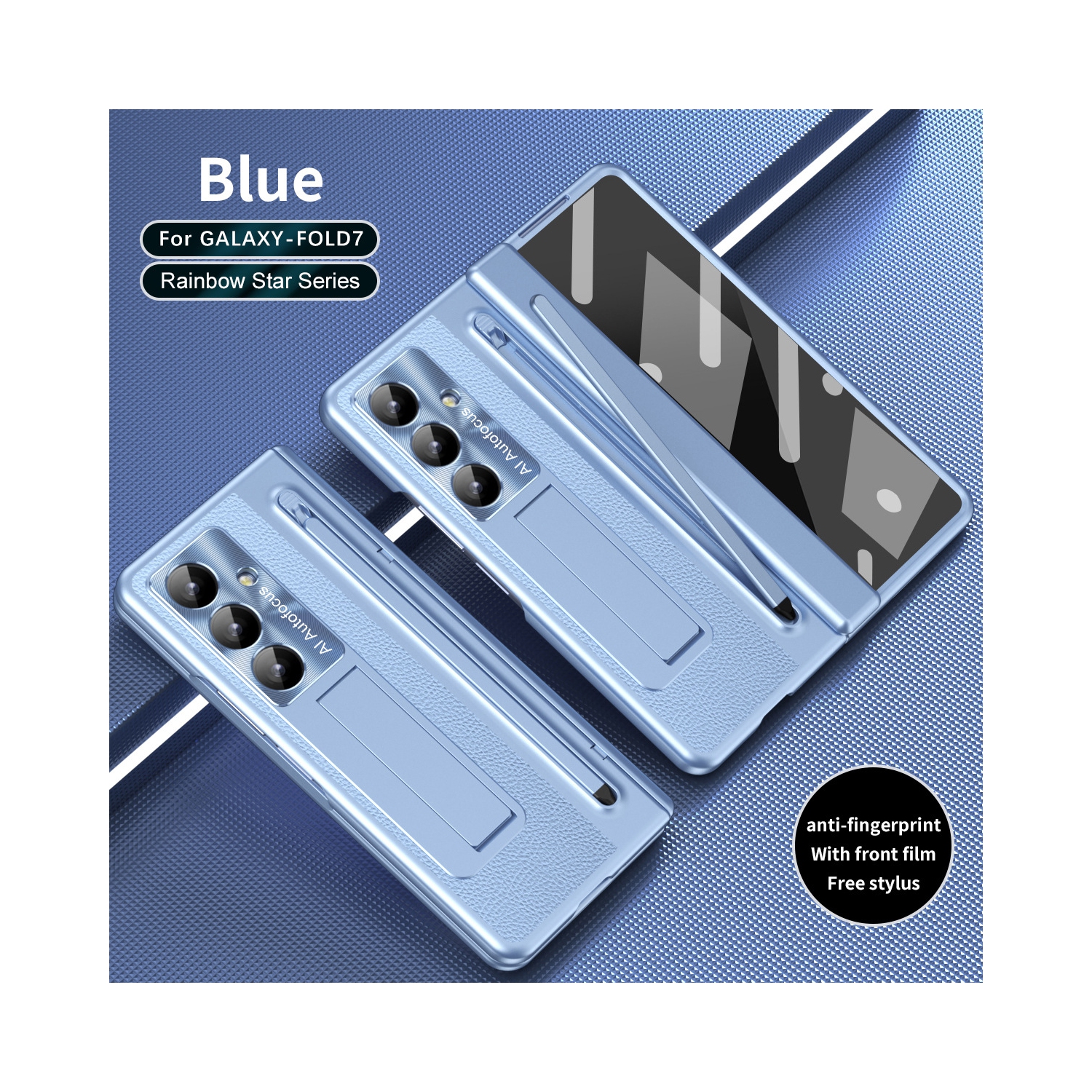 Pour les étuis Z Fold 7 de Samsung, les étuis à fente pour stylo, les protecteurs d'écran et les étuis tout-en-un à l'épreuve des chutes - bords bleu