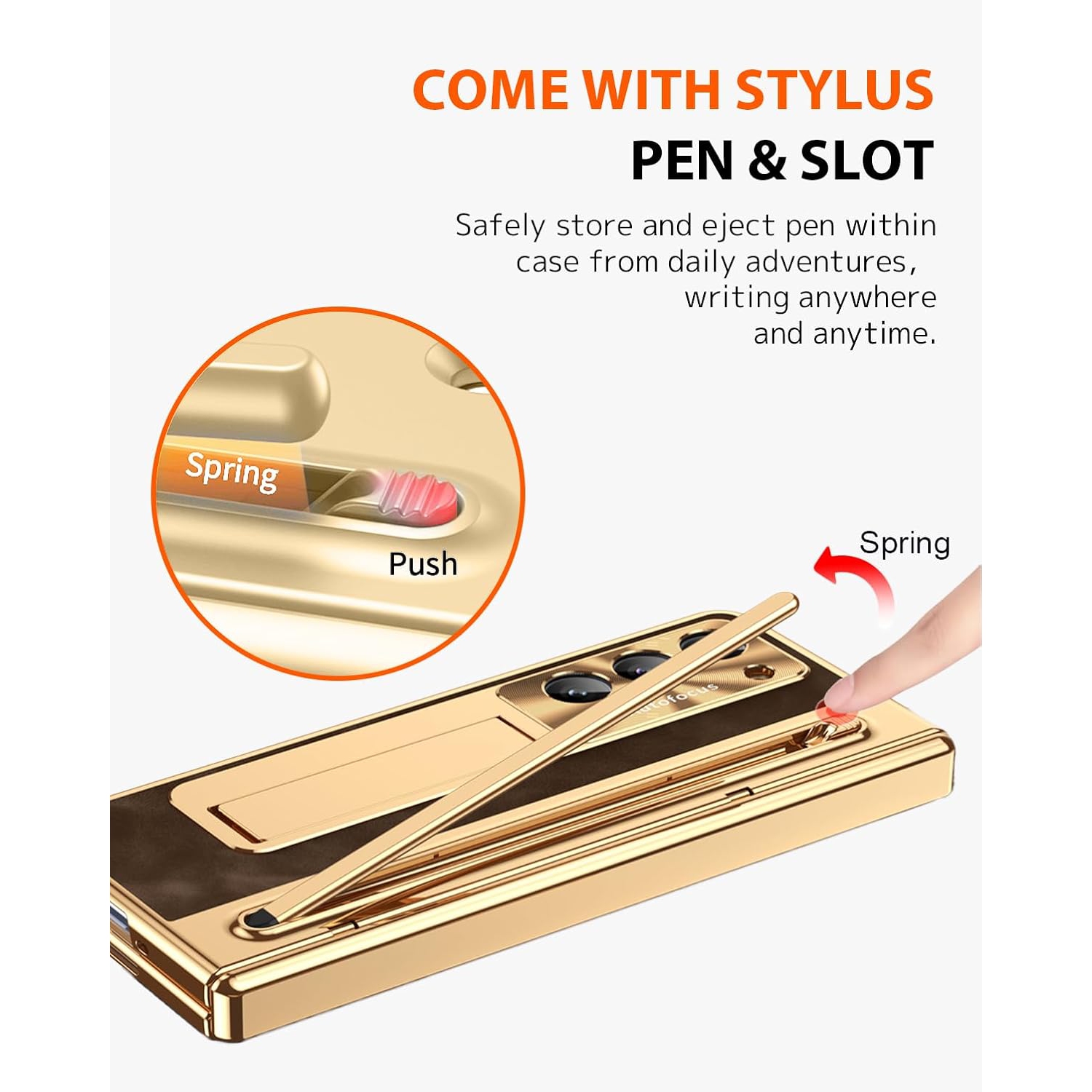 Pour les étuis Z Fold 6 de Samsung, les étuis à fente pour stylo, les protecteurs d'écran et les étuis tout-en-un - Bords bruns électroplaqués