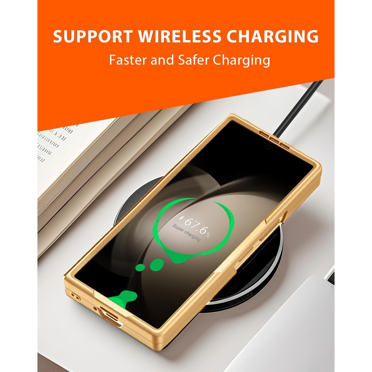 Pour les étuis Z Fold 6 de Samsung, les étuis à fente pour stylo, les protecteurs d'écran et les étuis tout-en-un - Bords bruns électroplaqués