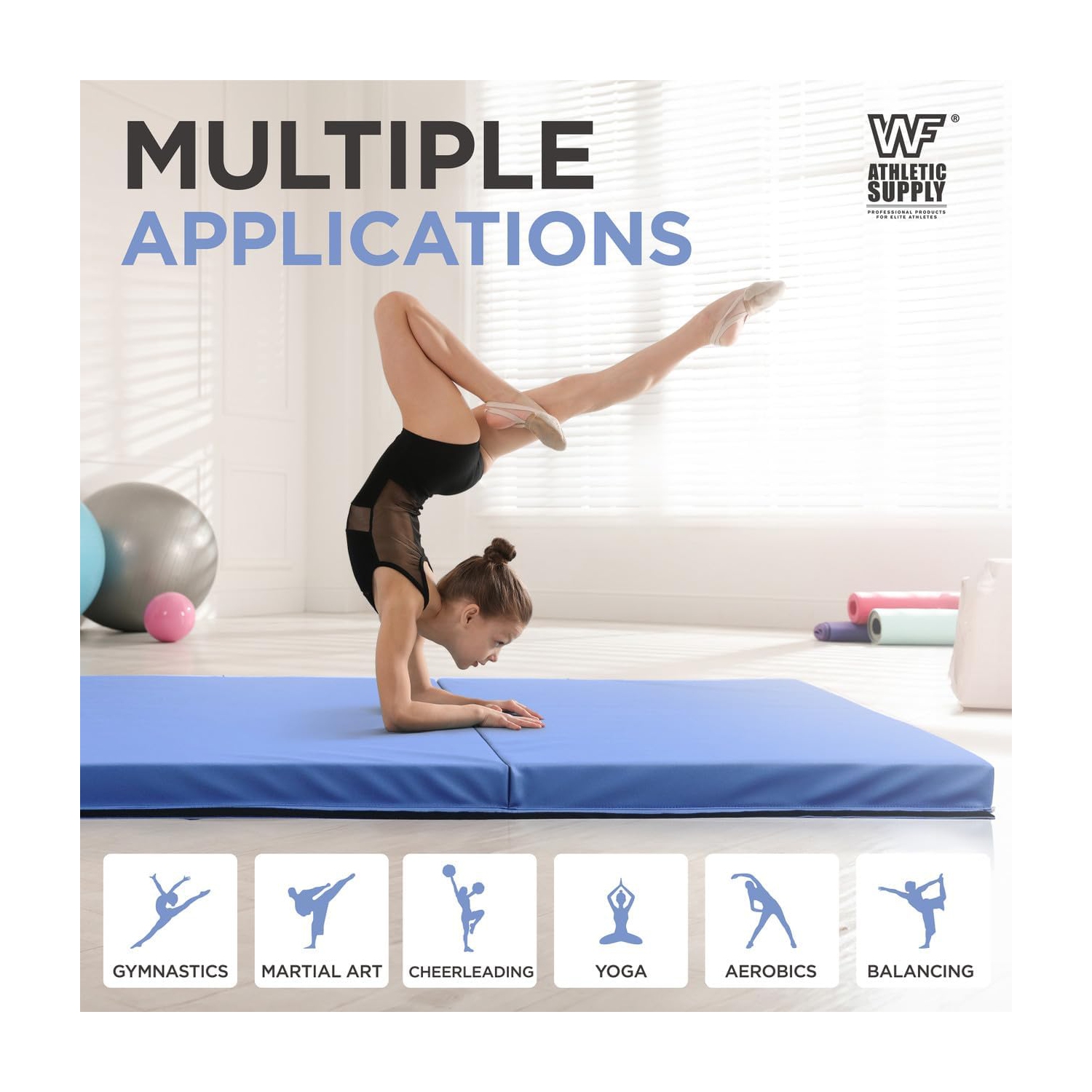 Tapis d'exercice pliable de 10 x 4 pi 4 avec poignées de transport de CAPHAUS