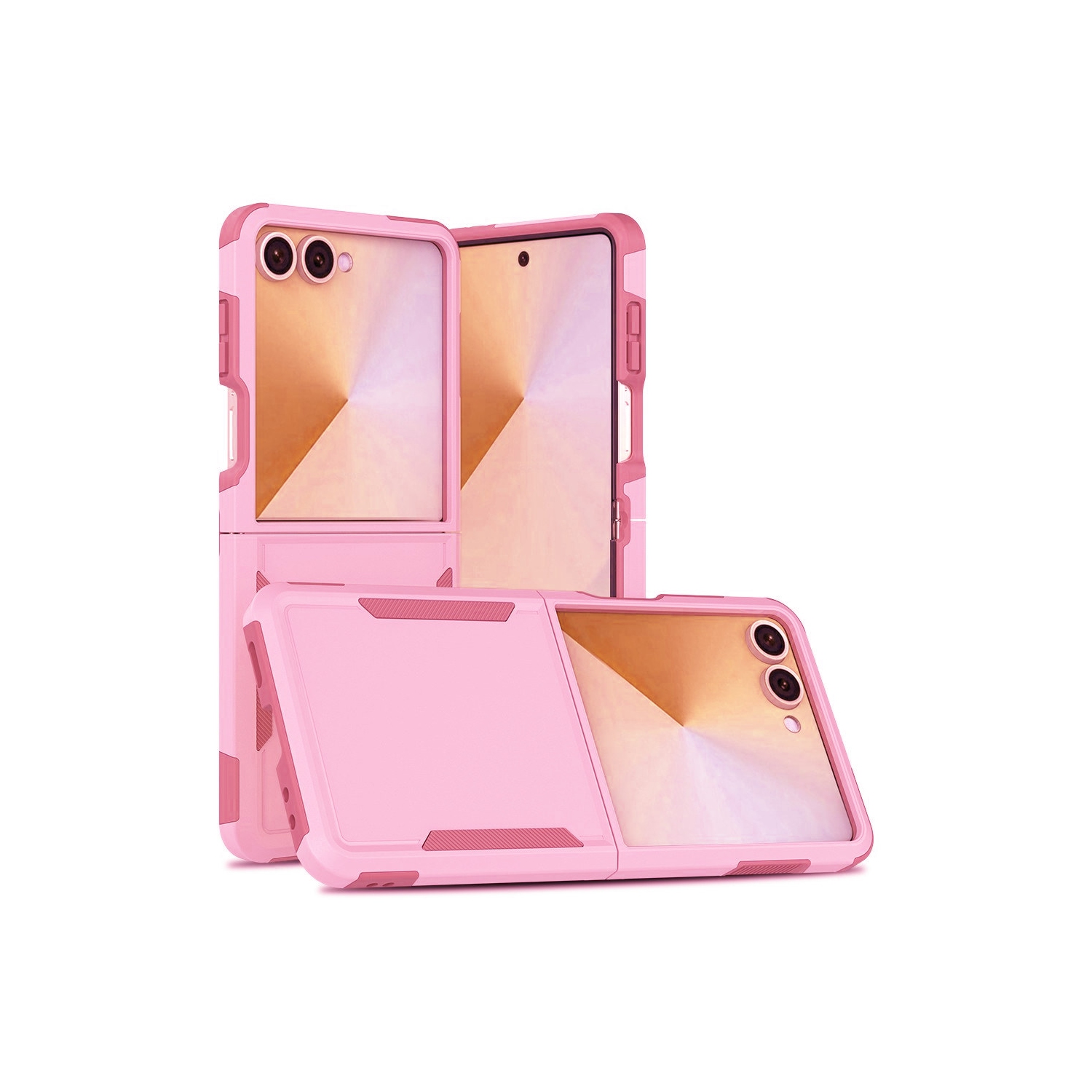 [CS] Étui rigide double couche robuste en caoutchouc avec pare-chocs pour Samsung Galaxy Z Flip 7, rose pâle