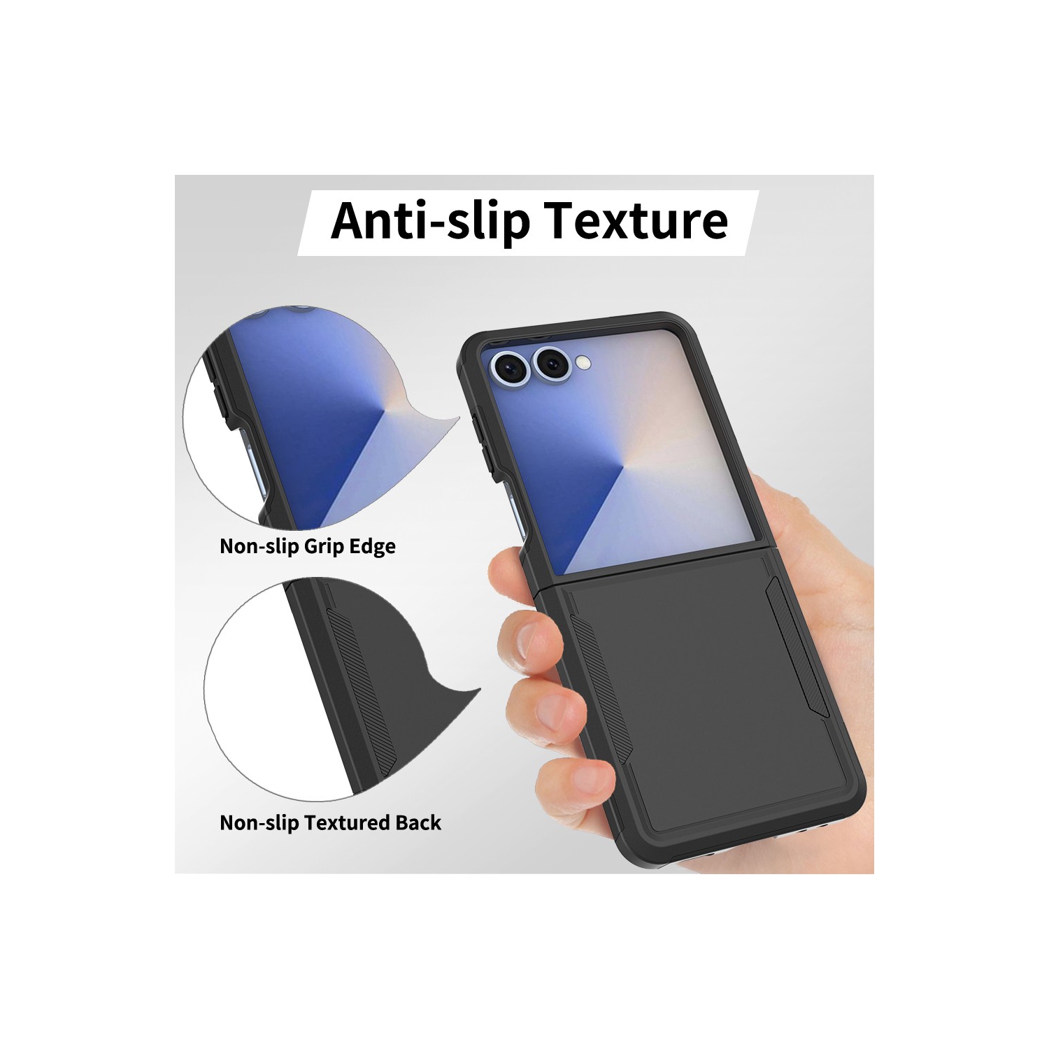 [CS] Étui rigide double couche robuste en caoutchouc pour Samsung Galaxy Z Flip 7, bleu marine