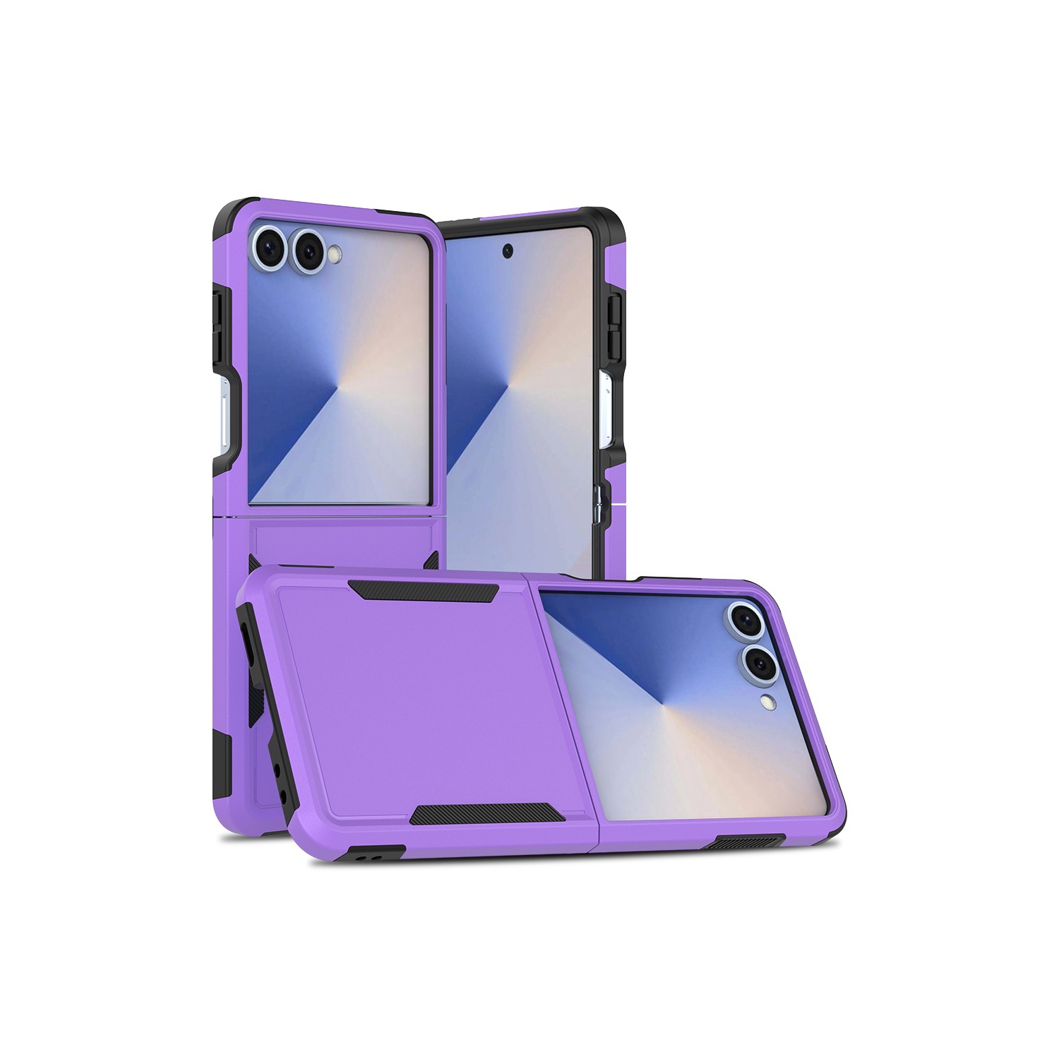 [CS] Étui rigide double couche robuste en caoutchouc avec pare-chocs pour Samsung Galaxy Z Flip 7, violet