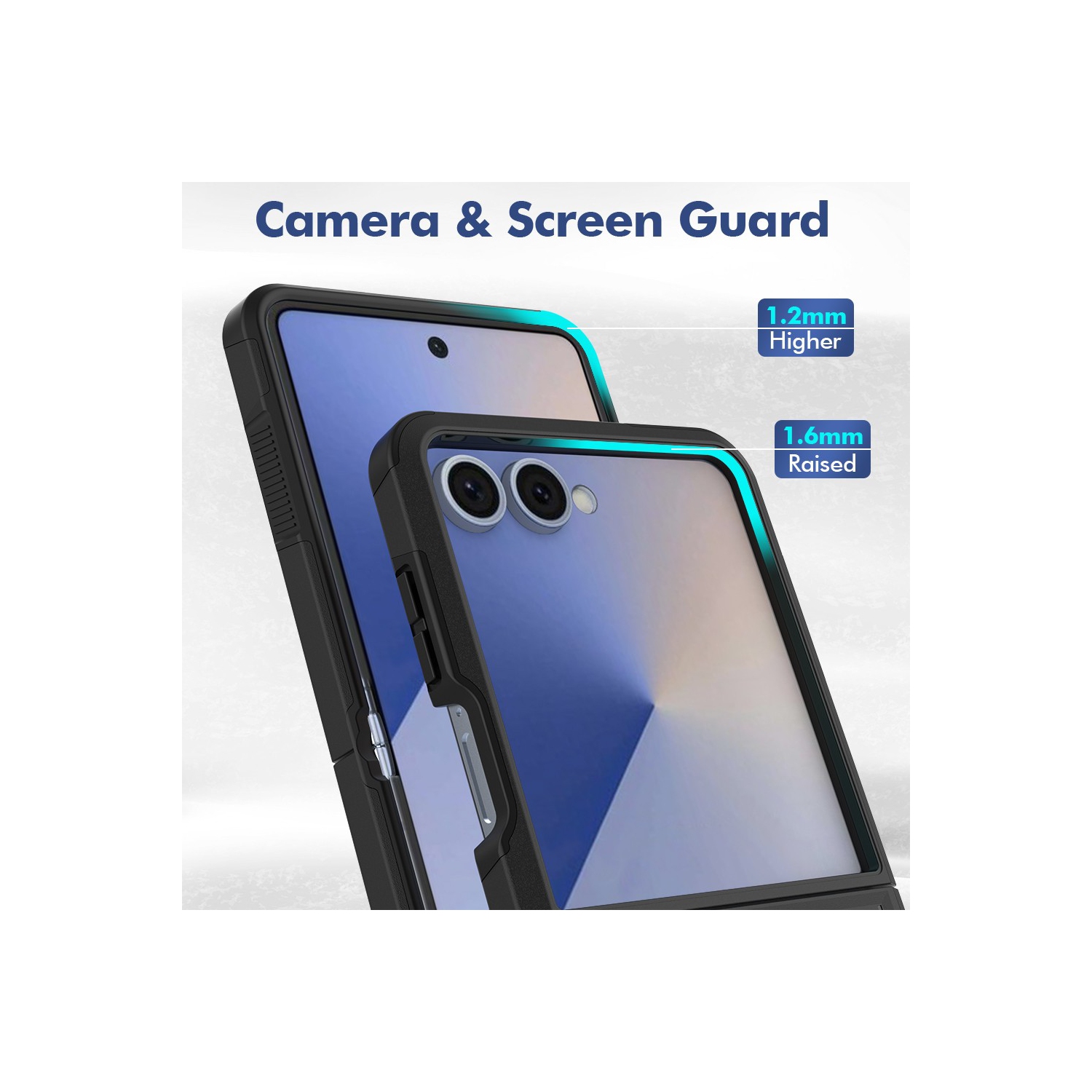 [CS] Étui rigide double couche robuste en caoutchouc avec pare-chocs pour Samsung Galaxy Z Flip 7, noir