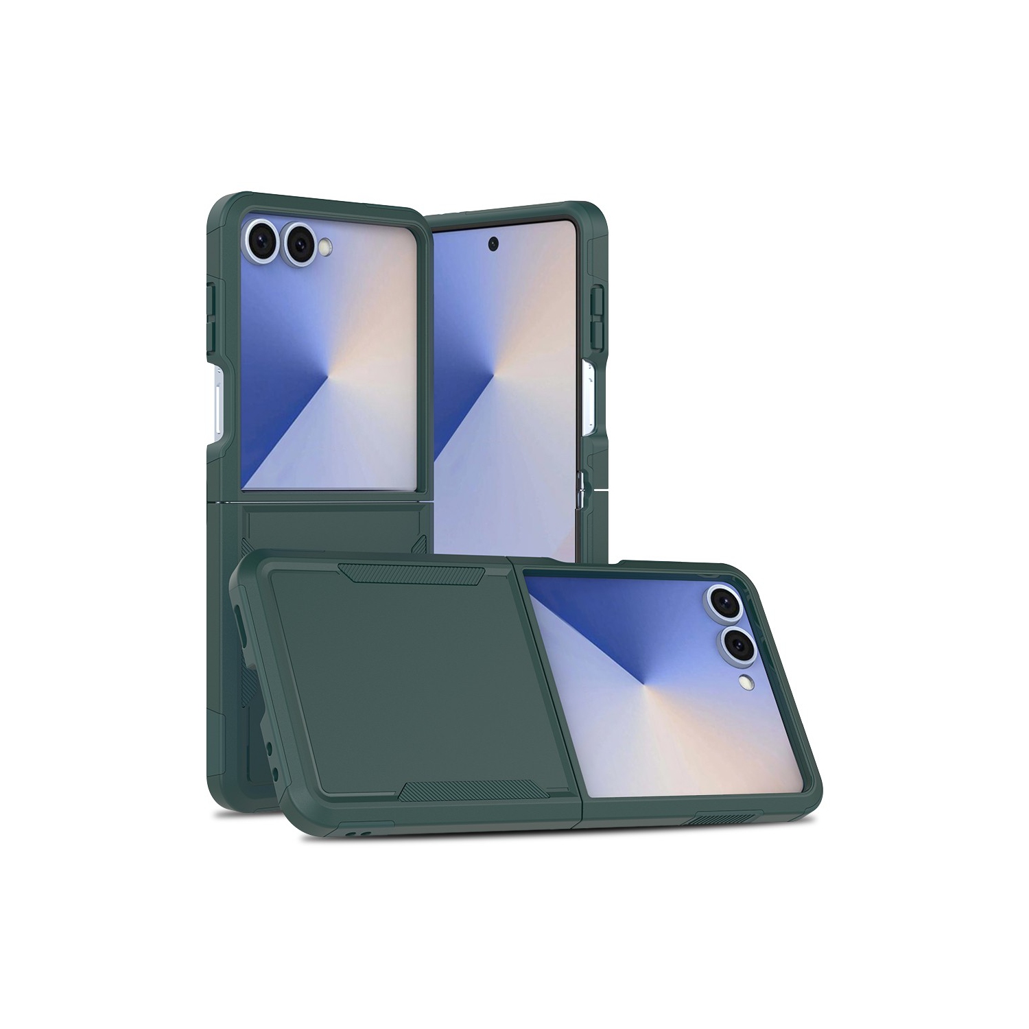 [CS] Étui rigide double couche robuste avec protection en caoutchouc pour Samsung Galaxy Z Flip 7, vert