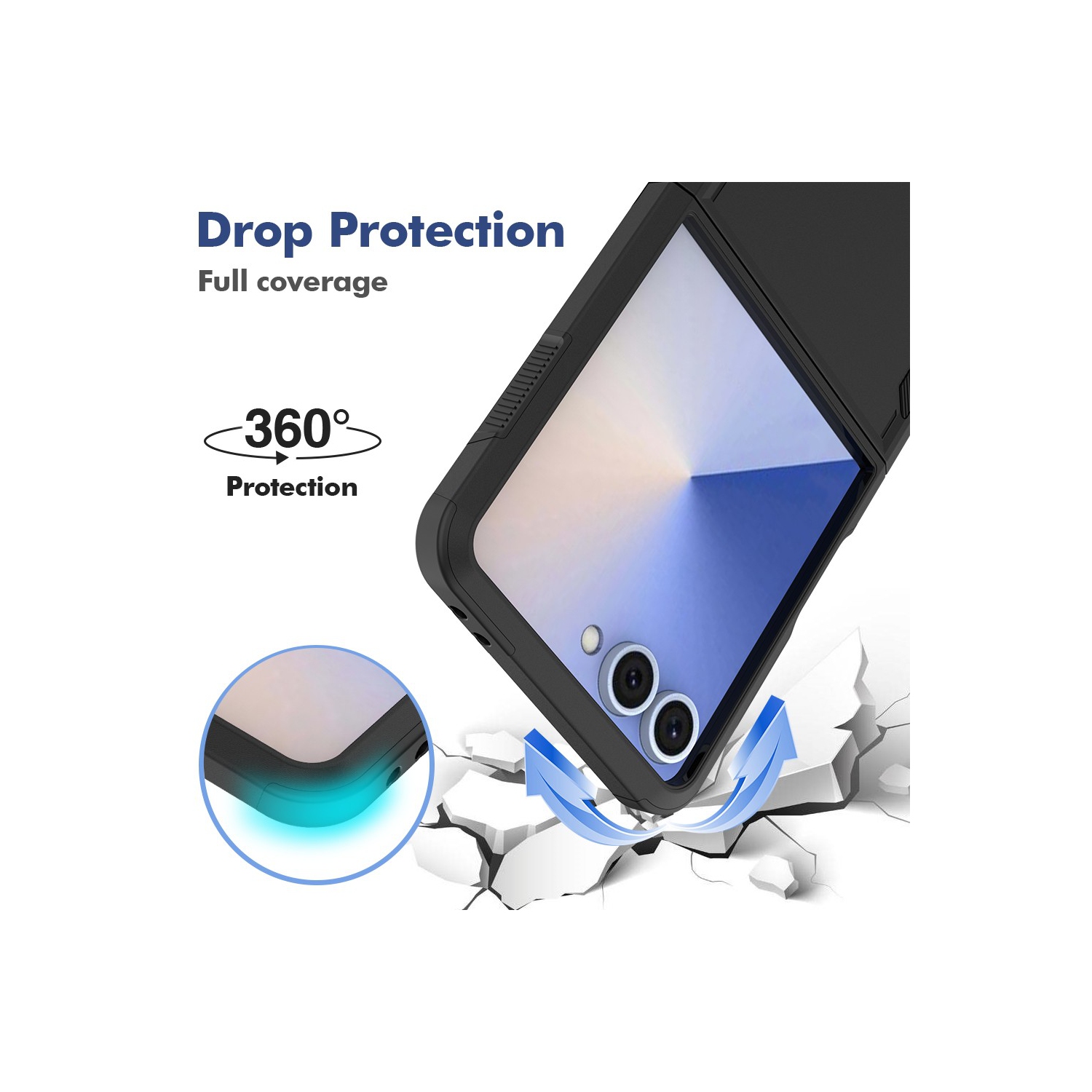 [CS] Étui rigide double couche robuste avec protection en caoutchouc pour Samsung Galaxy Z Flip 7, vert