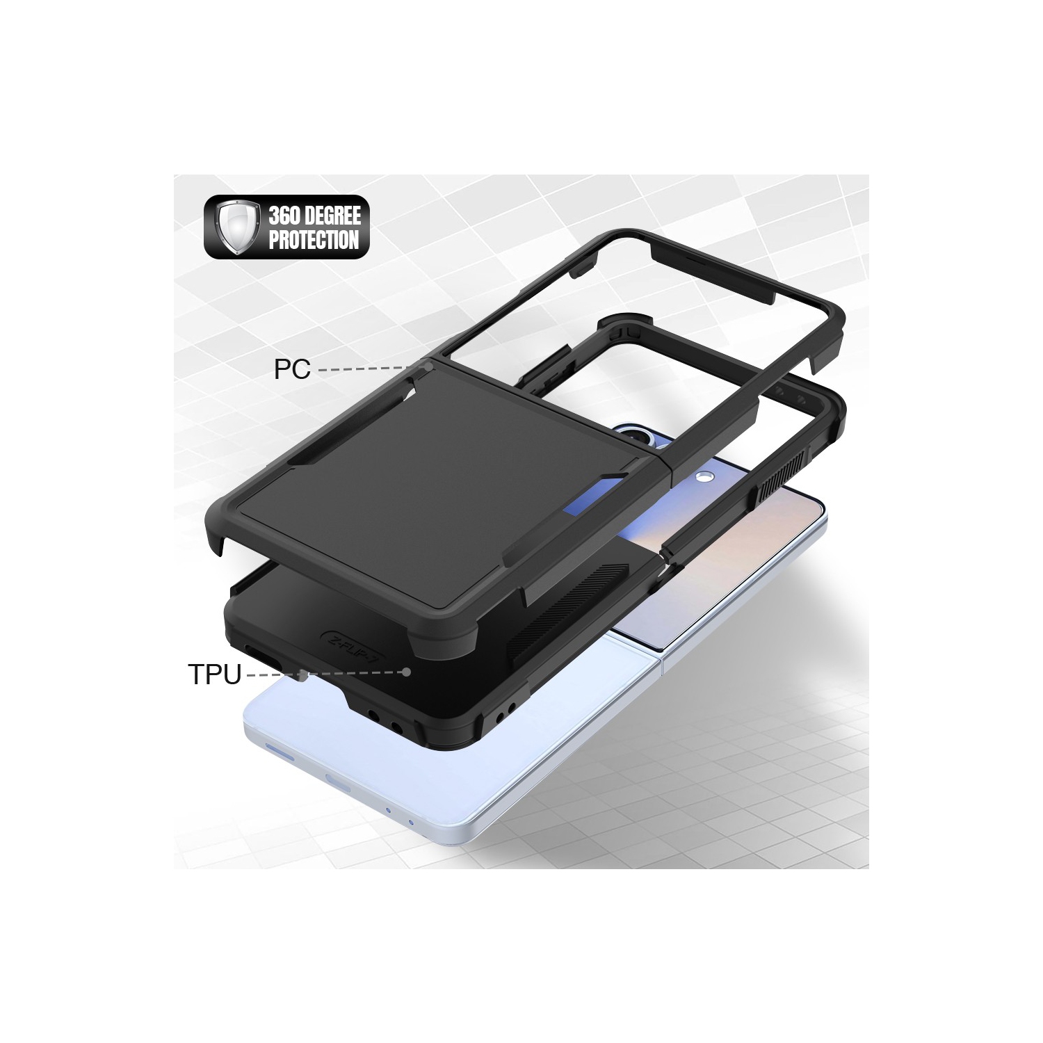 [CS] Étui rigide double couche robuste avec protection en caoutchouc pour Samsung Galaxy Z Flip 7, vert