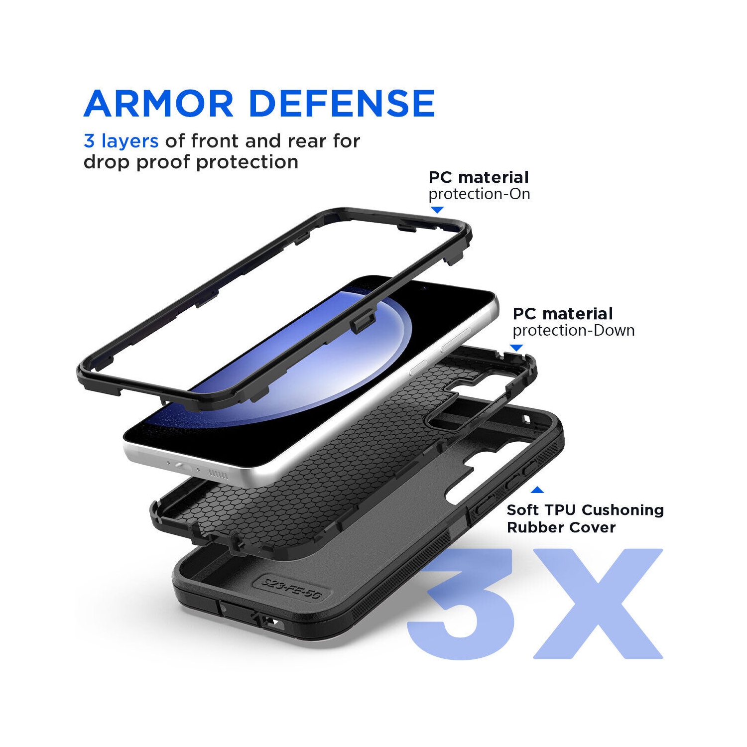 [CS] Étui rigide antichoc Triple 3 Layers pour Galaxy A26/A17 de Samsung, noir