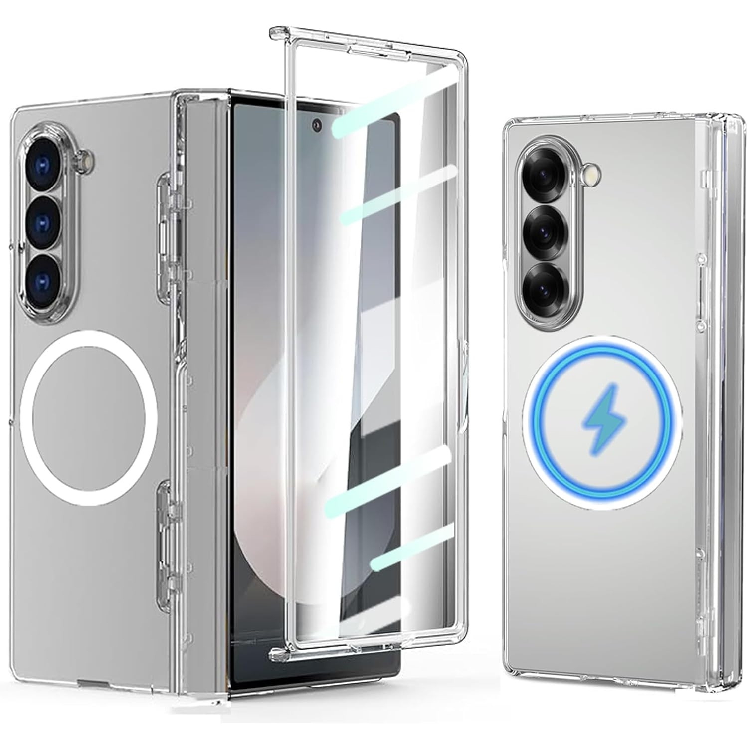 [CS] Hybrid Magnetic Wireless Charging MagSafe Case Back Cover for Samsung Galaxy Z Fold 7, Clear