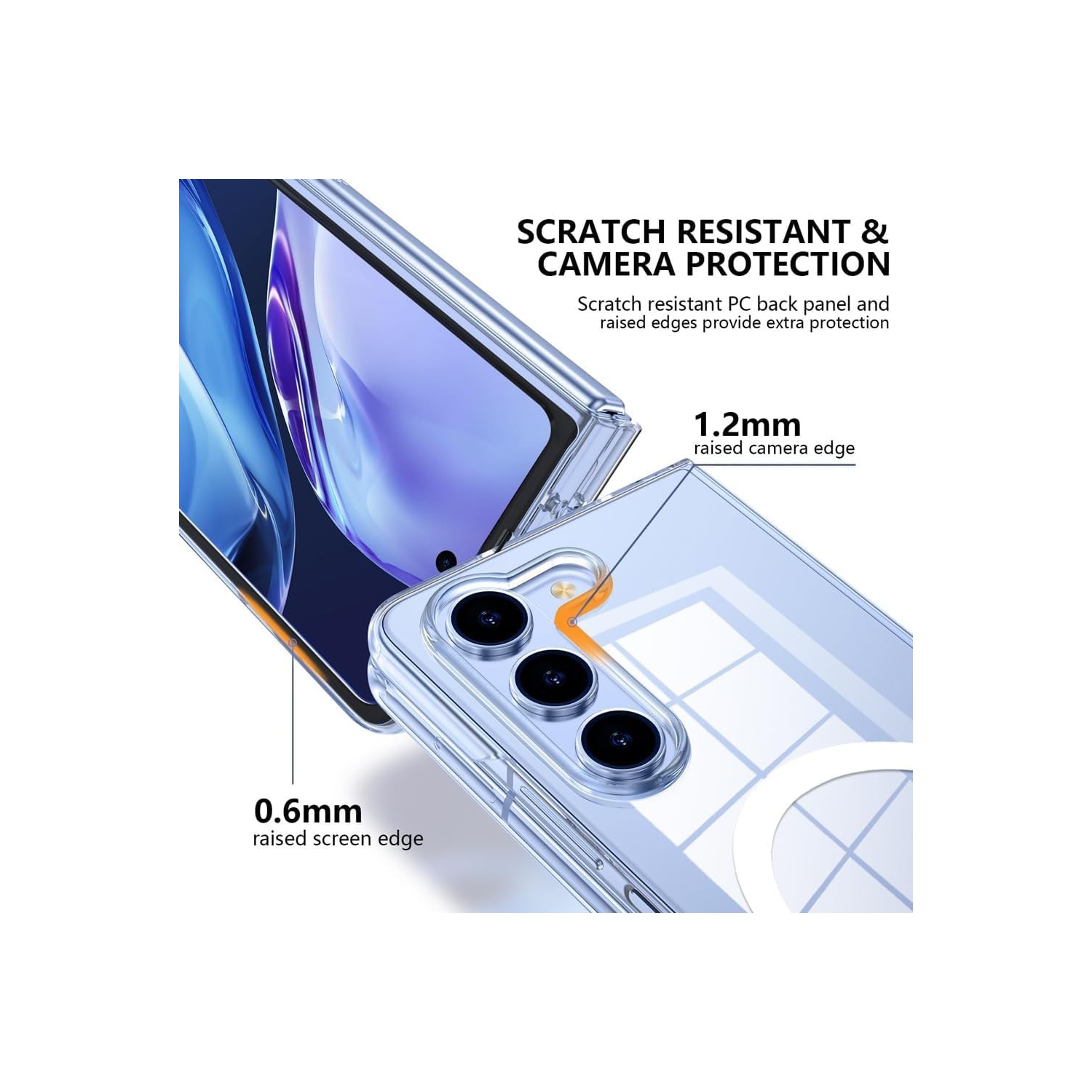 [CS] Hybrid Magnetic Wireless Charging MagSafe Case Back Cover for Samsung Galaxy Z Fold 7, Clear