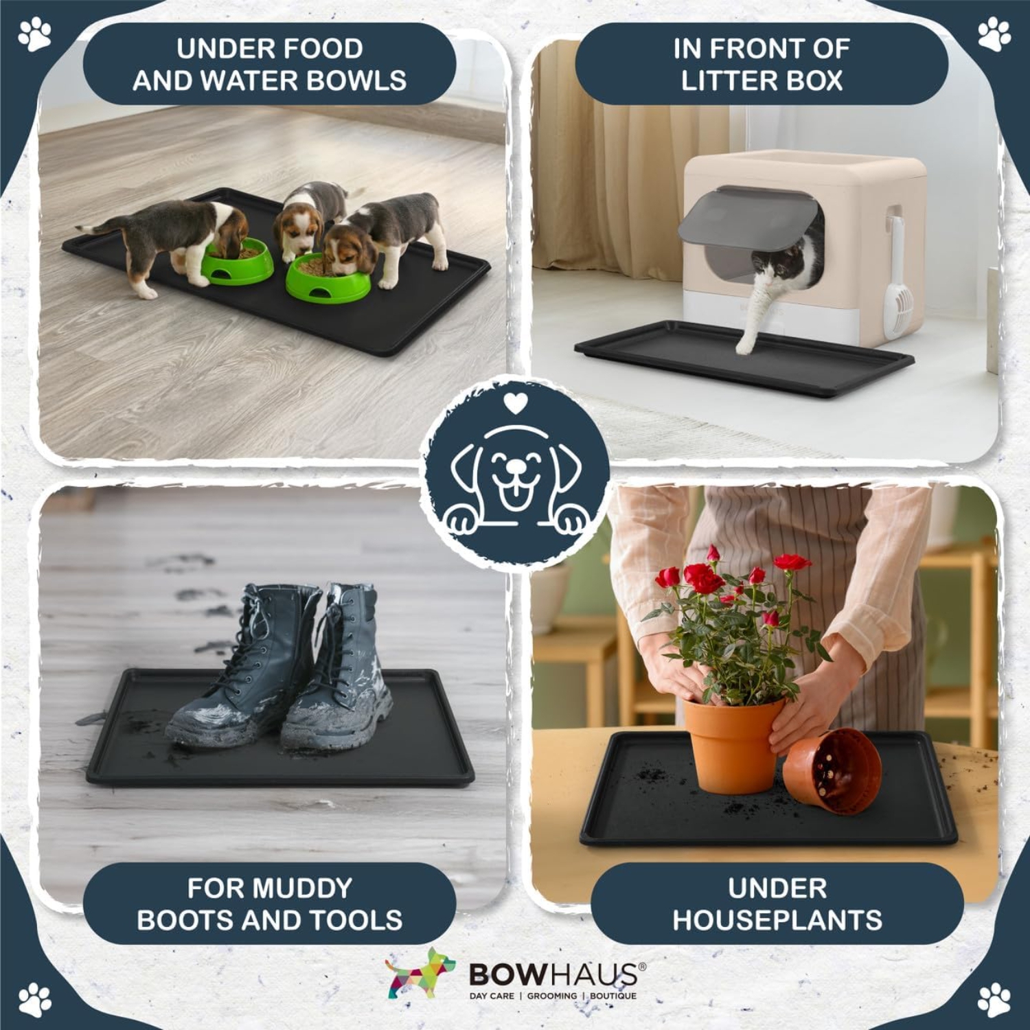 BOWHAUS 46.8-Inch Dog Crate Pan Replacement, Sturdy, Waterproof Plastic Tray for 48-Inch Pet, Rabbit Ferret Critter Kennels, Versatile Pan and Easy