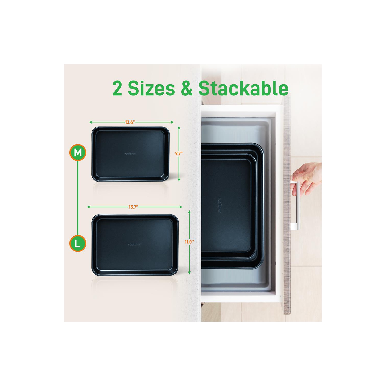 Plaque à biscuits antiadhésive de NutriChef - 2 pièces Plateaux de cuisson antiadhésifs Professional Quality Kitchen Cooking, bleu diamant