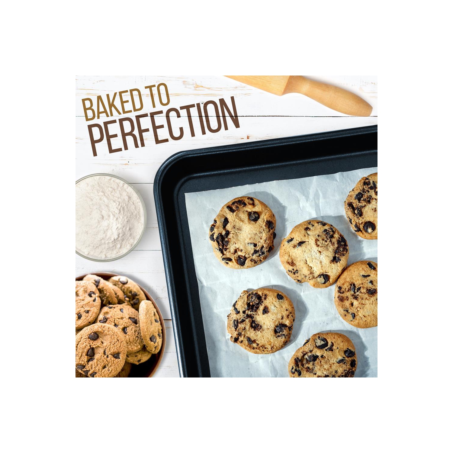 Plaque à biscuits antiadhésive de NutriChef - 2 pièces Plateaux de cuisson antiadhésifs Professional Quality Kitchen Cooking, bleu diamant