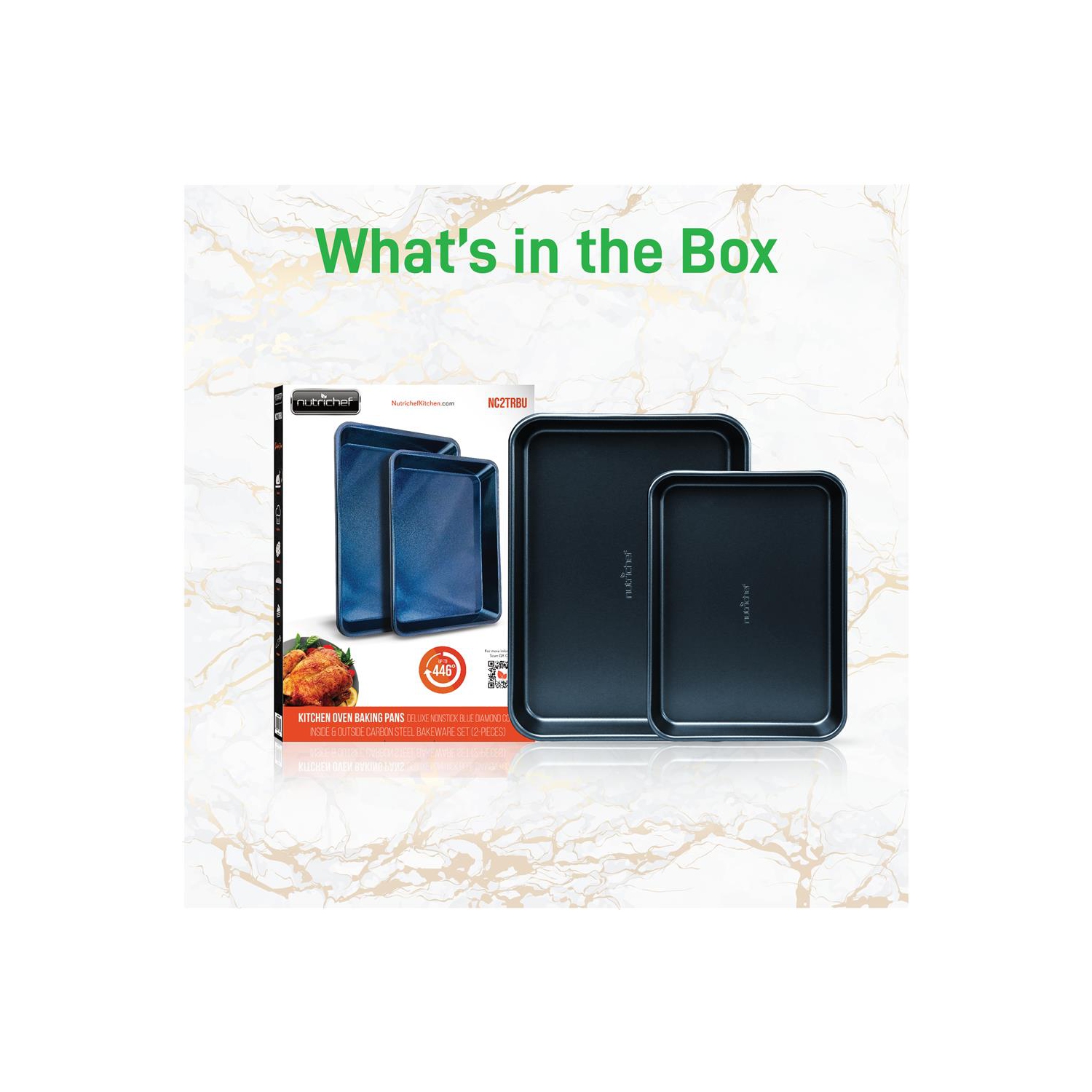 Plaque à biscuits antiadhésive de NutriChef - 2 pièces Plateaux de cuisson antiadhésifs Professional Quality Kitchen Cooking, bleu diamant