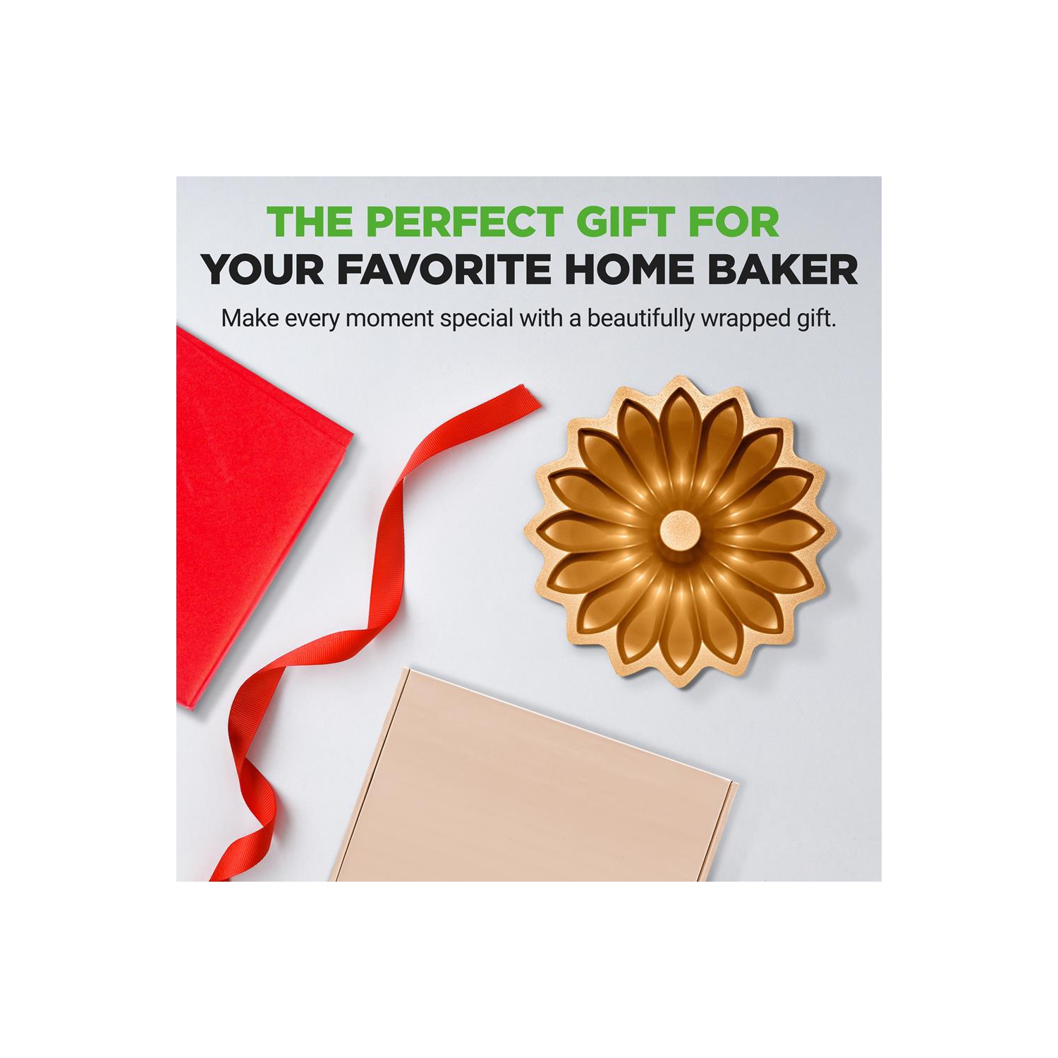 NutriChef, Bundt Cake Pan, Cake Pan, Spring Water Fluted Bundt Pan, Nonstick Bakeware, Extra Thick Aluminum Easy Release, Uniform Baking and