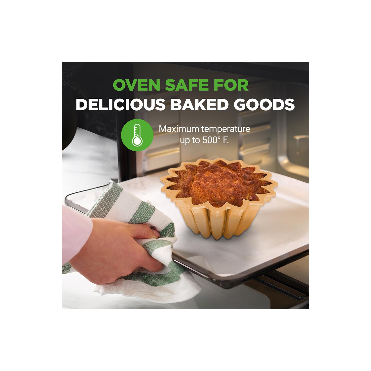 NutriChef, Bundt Cake Pan, Cake Pan, Spring Water Fluted Bundt Pan, Nonstick Bakeware, Extra Thick Aluminum Easy Release, Uniform Baking and