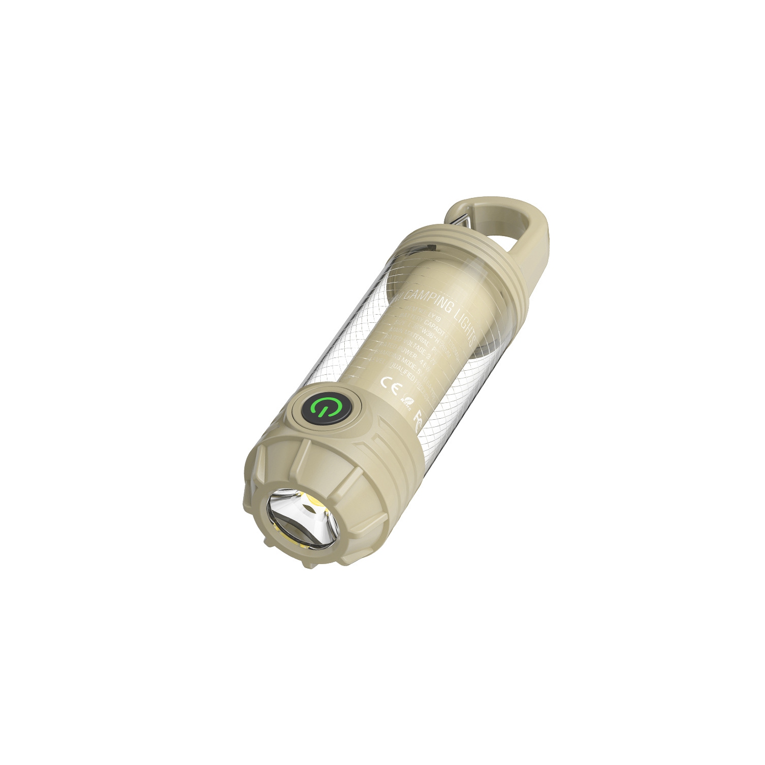 New Outdoor Camping Lantern Multi-light Portable Keychain Hook Mini Flashlight Atmosphere Camping Lantern - Khaki