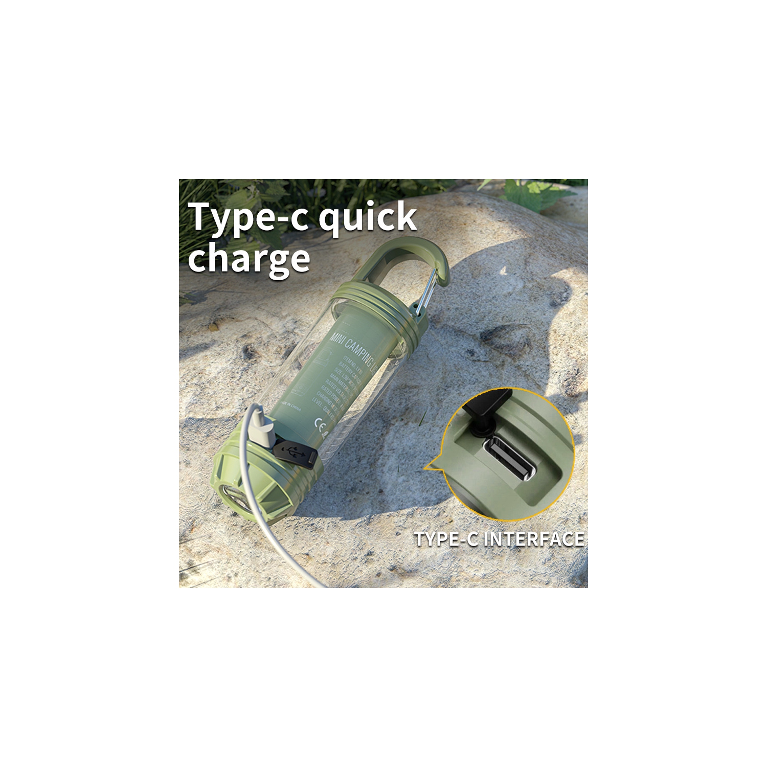 New Outdoor Camping Lantern Multi-light Portable Keychain Hook Mini Flashlight Atmosphere Camping Lantern - Khaki