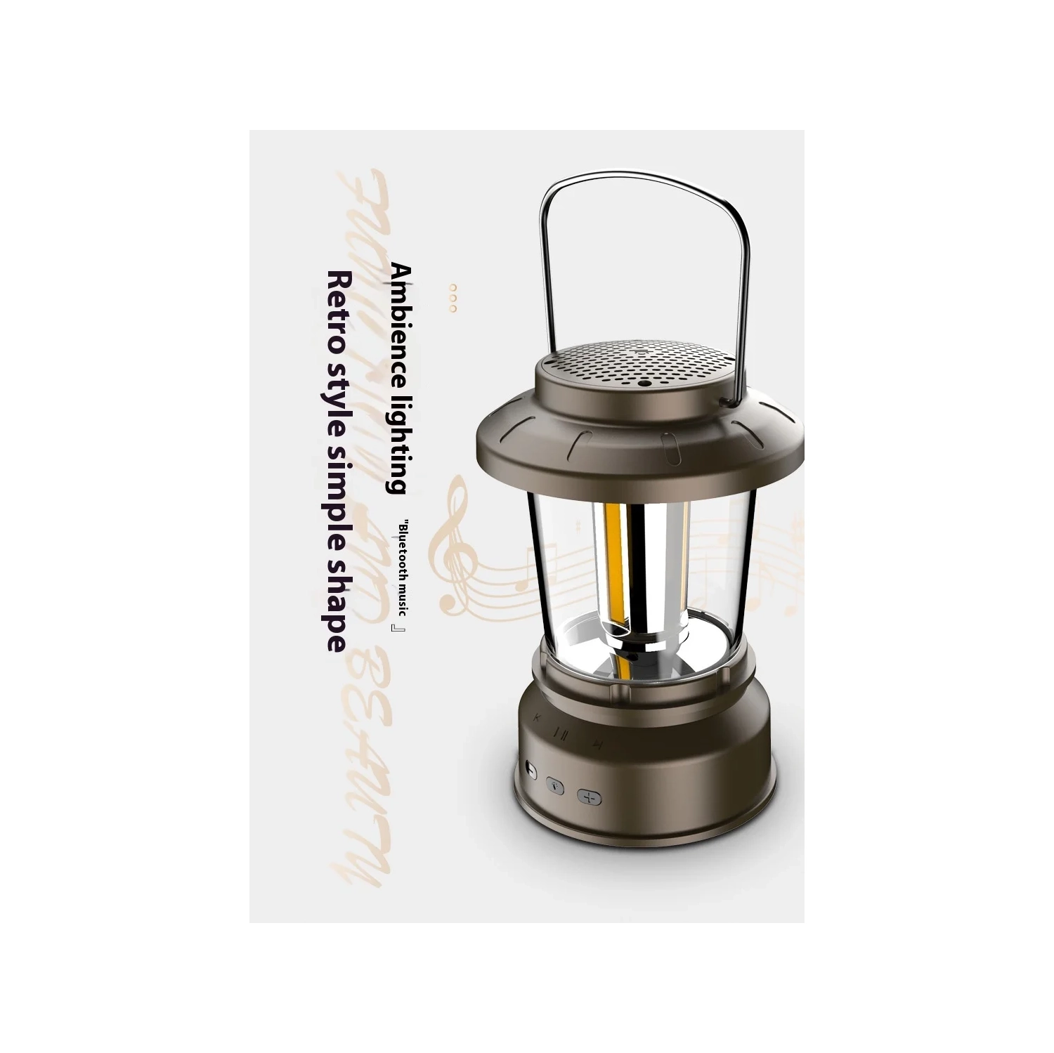 Outdoor Camping Lantern Bluetooth Speaker Lighting Decoration Rechargeable Tent Light Camping Retro Portable Lantern - yellow Light