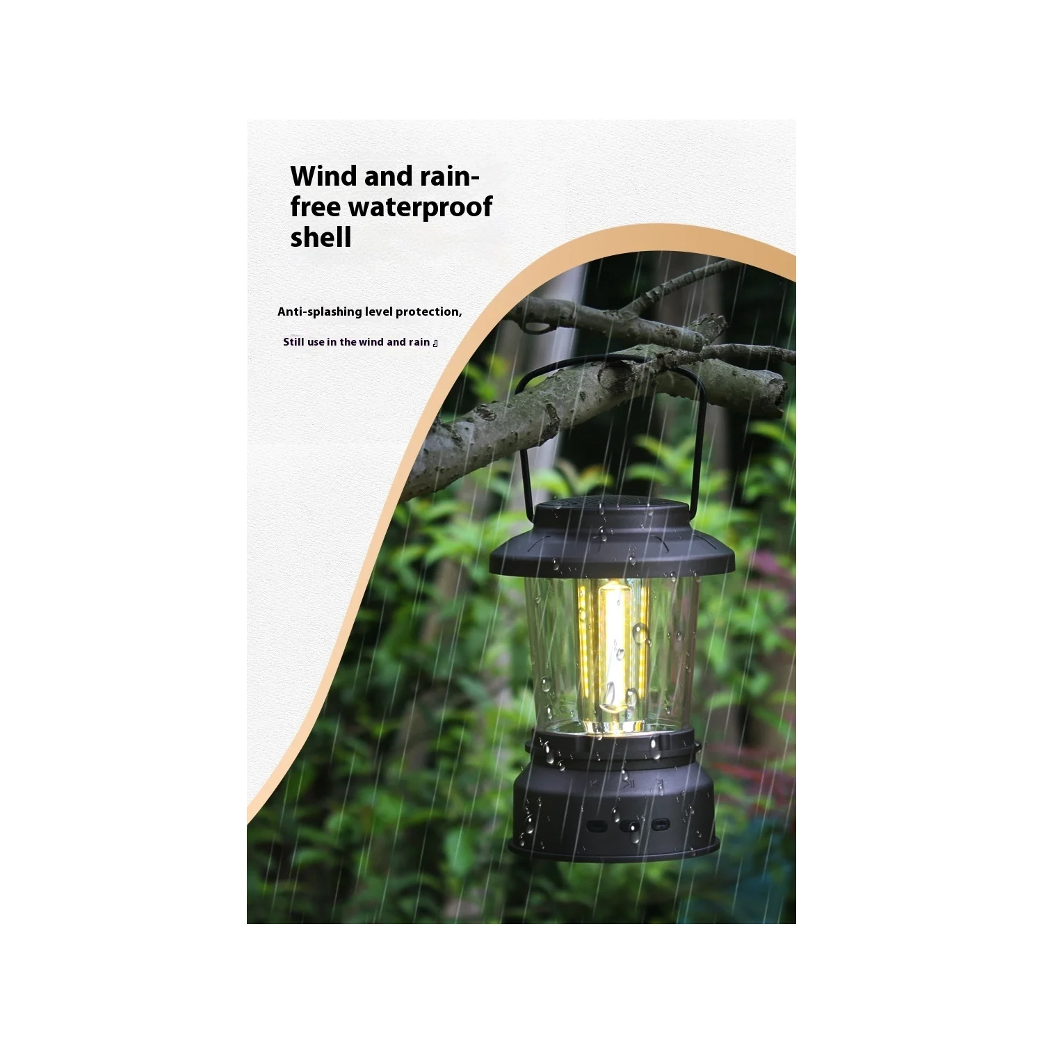 Outdoor Camping Lantern Bluetooth Speaker Lighting Decoration Rechargeable Tent Light Camping Retro Portable Lantern - yellow Light