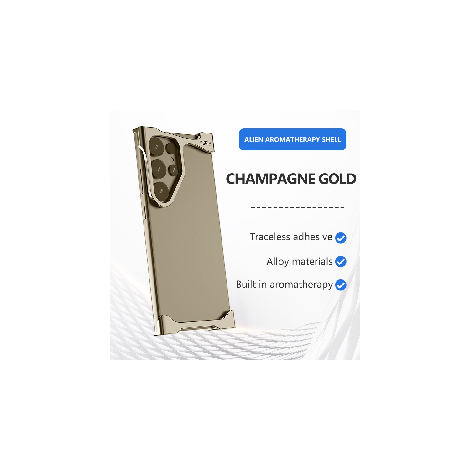 Compatible Samsung S24 Ultra protective case aluminum alloy shell, heat dissipation, drop resistance, with frameless metal corner pads -Gold