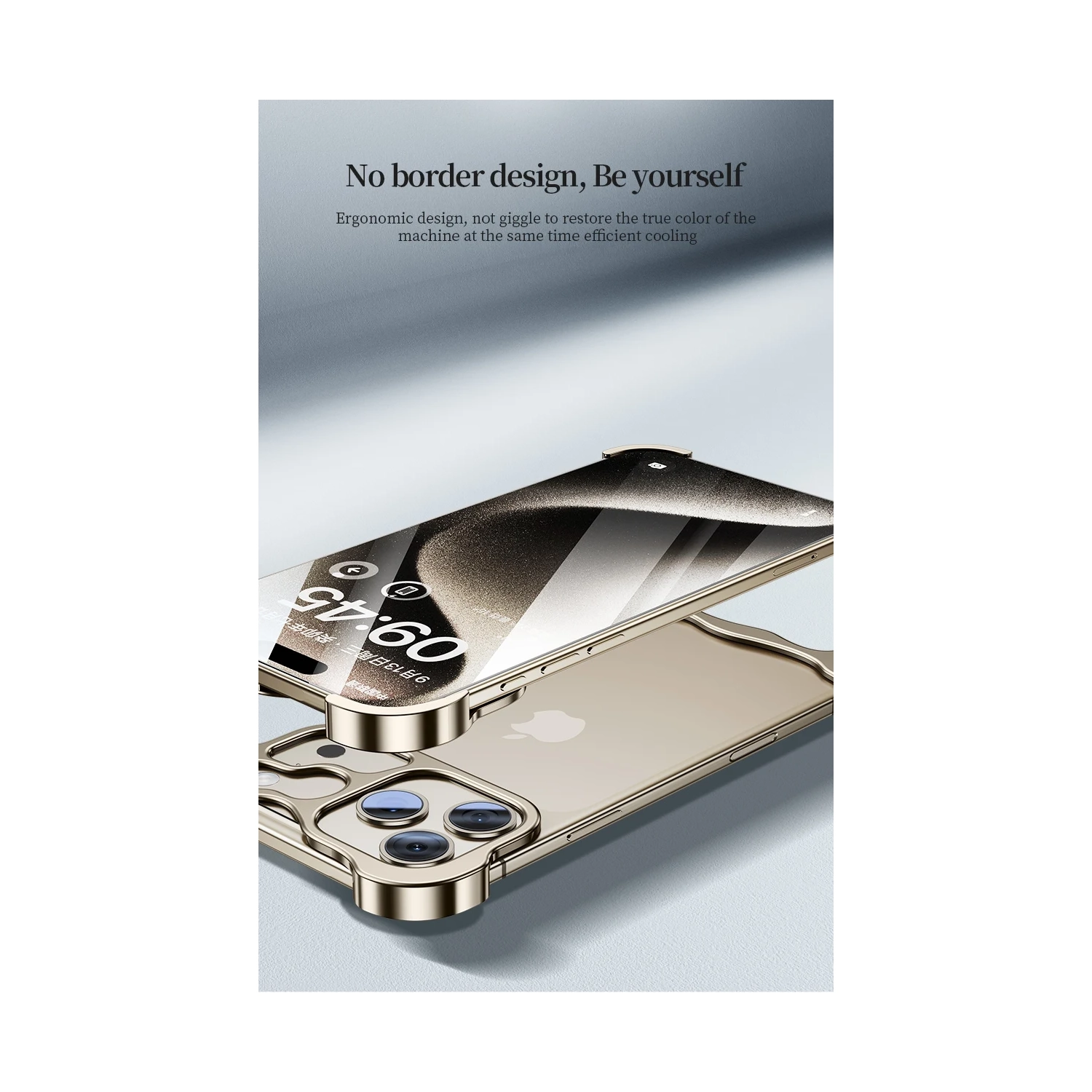 Compatible with iPhone 17 Pro Max, Frameless, Metal Corner Pad, Aluminum Alloy Case with Nude Lens Case - Gray