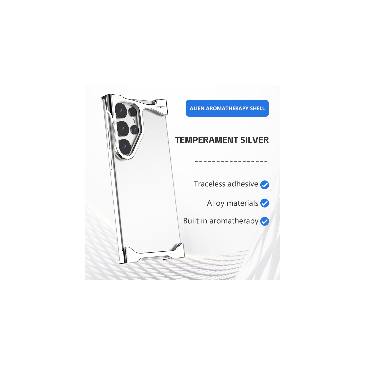 Compatible Samsung S24 Ultra protective case aluminum alloy shell, heat dissipation, drop resistance, with frameless metal corner pads - Silver