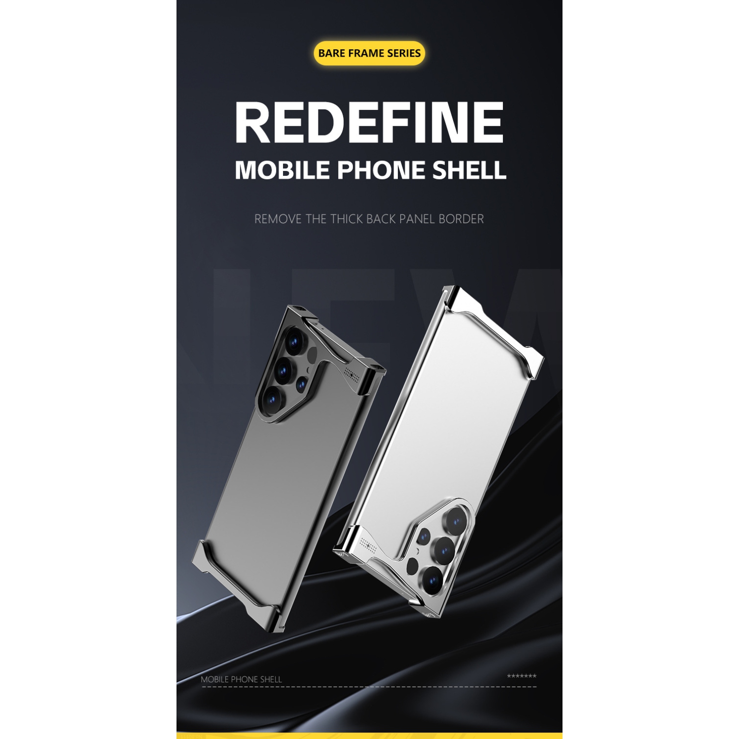 Compatible Samsung S24 Ultra protective case aluminum alloy shell, heat dissipation, drop resistance, with frameless metal corner pads - Silver