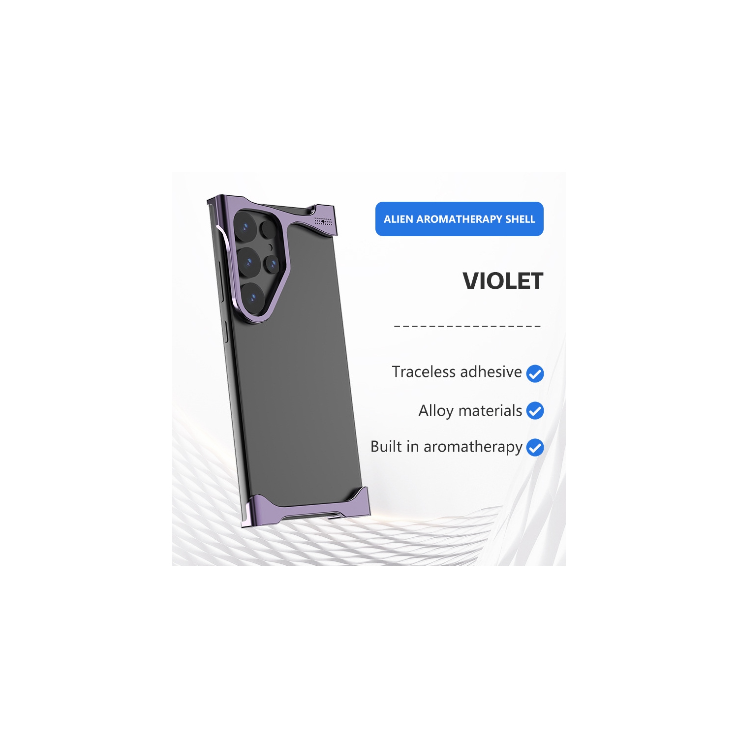 Compatible Samsung S24 Ultra protective case aluminum alloy shell, heat dissipation, drop resistance, with frameless metal corner pads - Purple