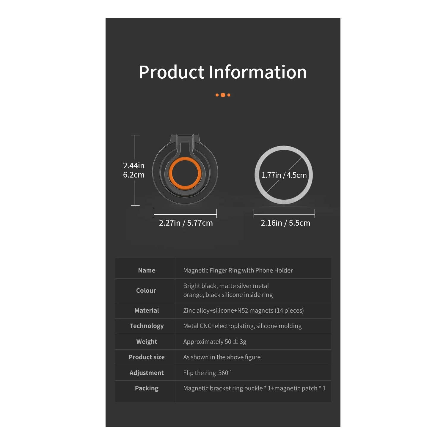 Universal Magnetic Phone Holder for Watching TV Series, Universal Detachable Metal Strong Magnetic Phone Holder with Ring Clip - [Silver + Clear]