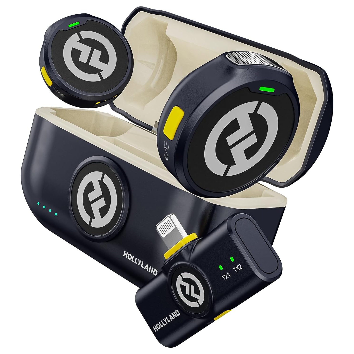 Micro-cravate sans fil M2 de Hollyland pour iPhone 14/13/12, micro-cravate Lightning sans fil, audio haute fidélité, gamme 1000&nbsp;pi, suppression