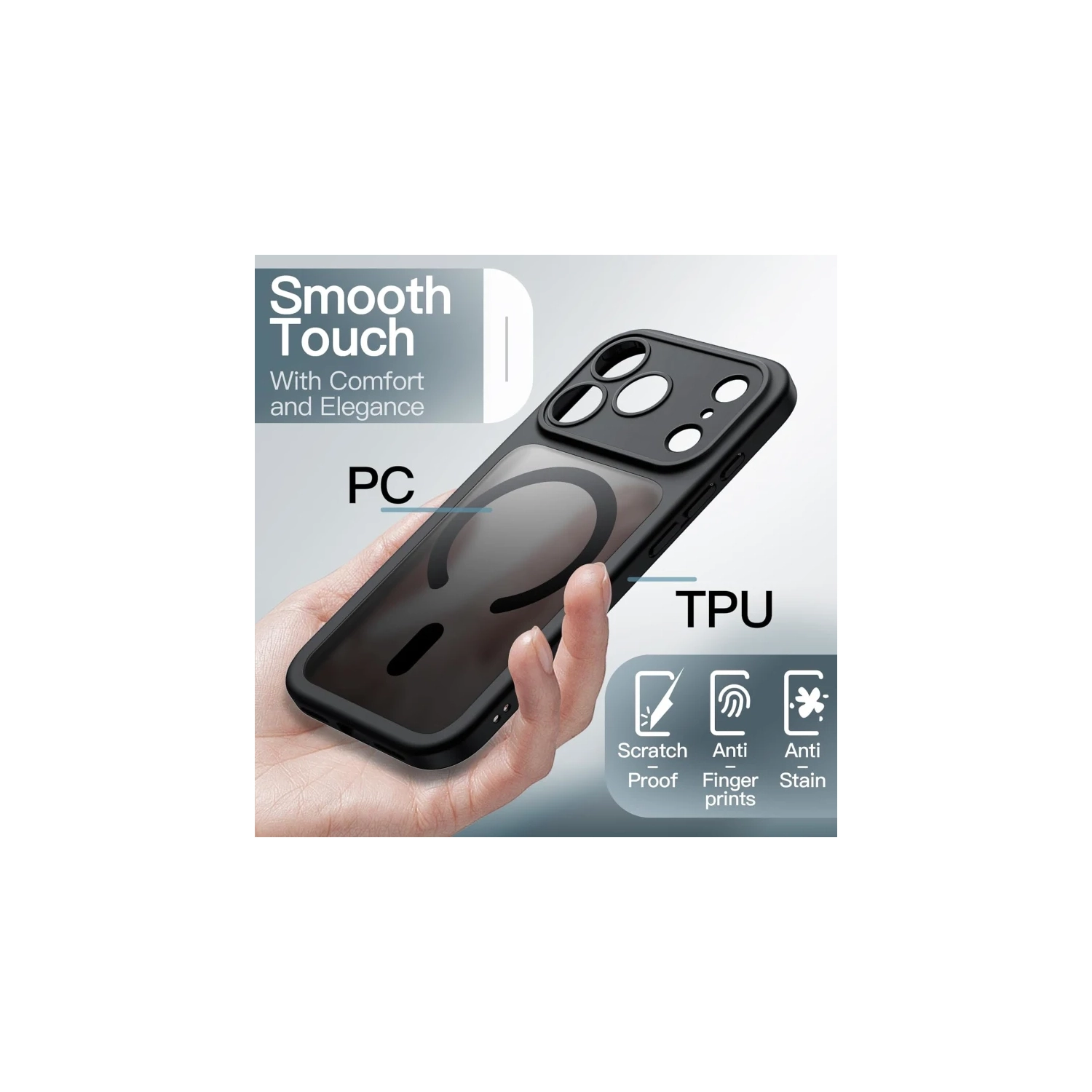 Magnetic Case for iPhone 17 Pro Max 6.9" [MagSafe Compatible] Shockproof Slim Matte Translucent Cover with Camera Button – Black