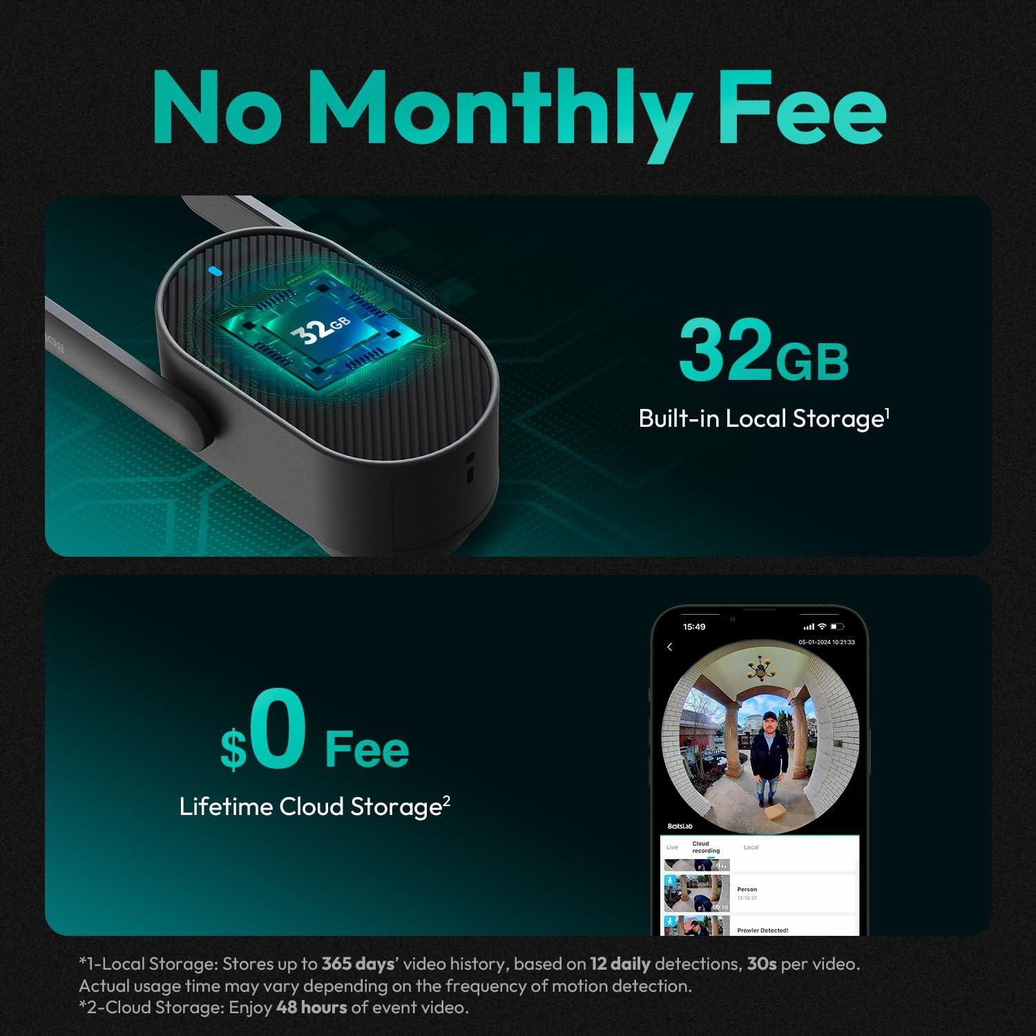 Doorbell Camera Wireless Outdoor, BOTSLAB 5MP 1:1 Head-to-Toe with 180° View, No Monthly Fee, 2-Way Audio, AI/Rader/PIR Detection, 2.4&5GHz WiFi,